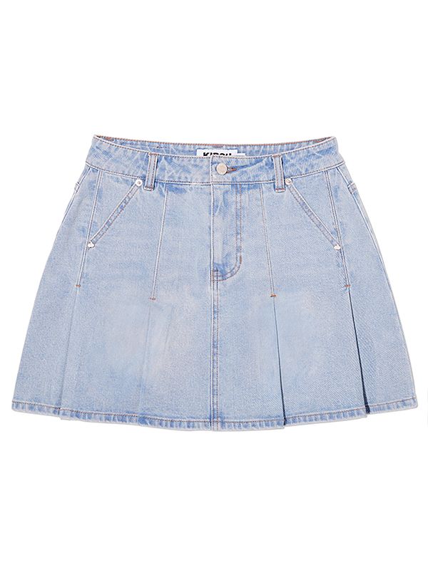 ワンピース KIRSH Cherry Denim Pleated Mini Skirt Light Blue KKSMCDK502M MUSINSA | KIRSH Cherry denim pleats mini skirt [light blue]