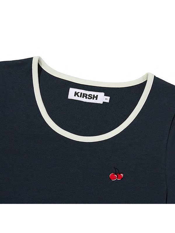 MUSINSA公式 | KIRSH Small Cherry Round Neck Dress [Dark Navy]