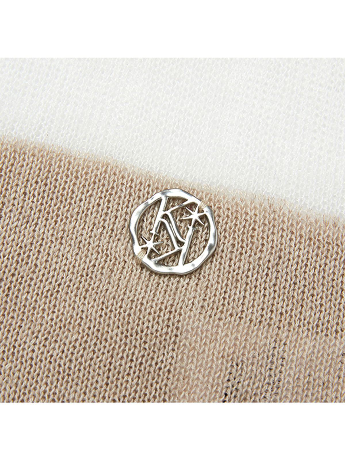 키르시(KIRSH) 시스루 블록 롱 슬리브 니트 [베이지]