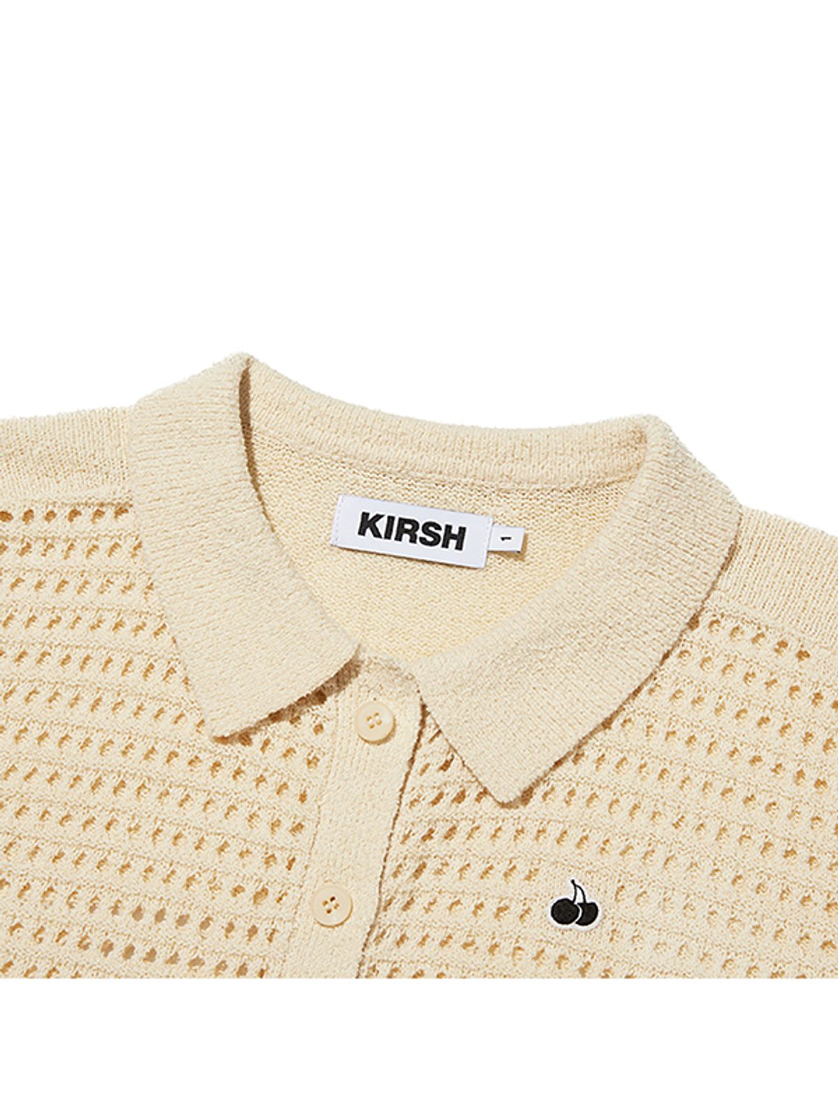 키르시(KIRSH) 모노 체리 네트 니트 숏 가디건 [아이보리]