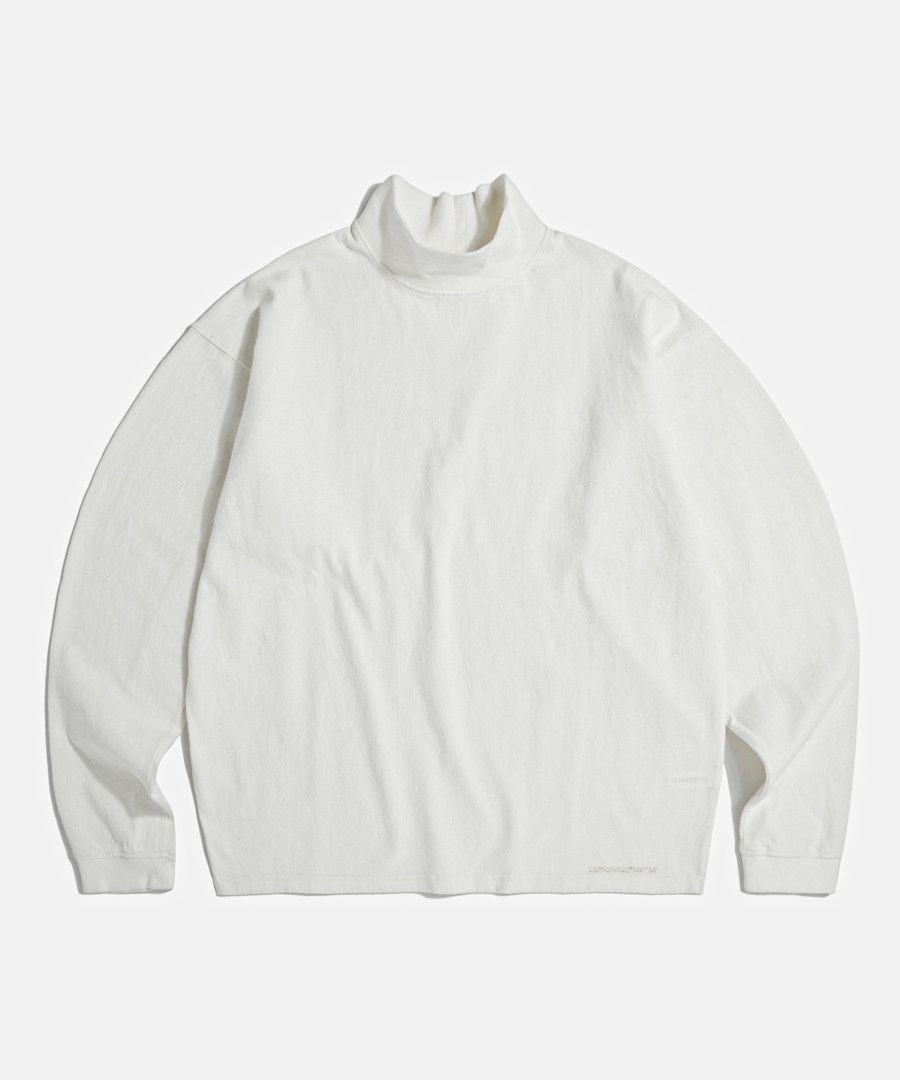 MUSINSA公式 | ESPIONAGE Mock Neck Heavyweight LS Tee Off White