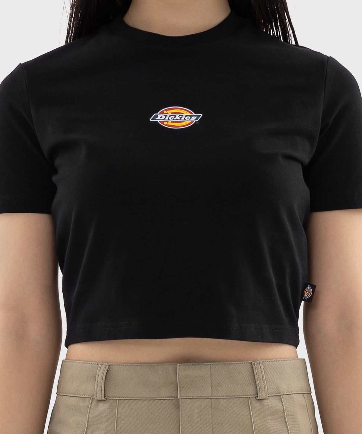 디키즈(DICKIES) 우먼스 메이플 벨리 크롭 티셔츠 Black