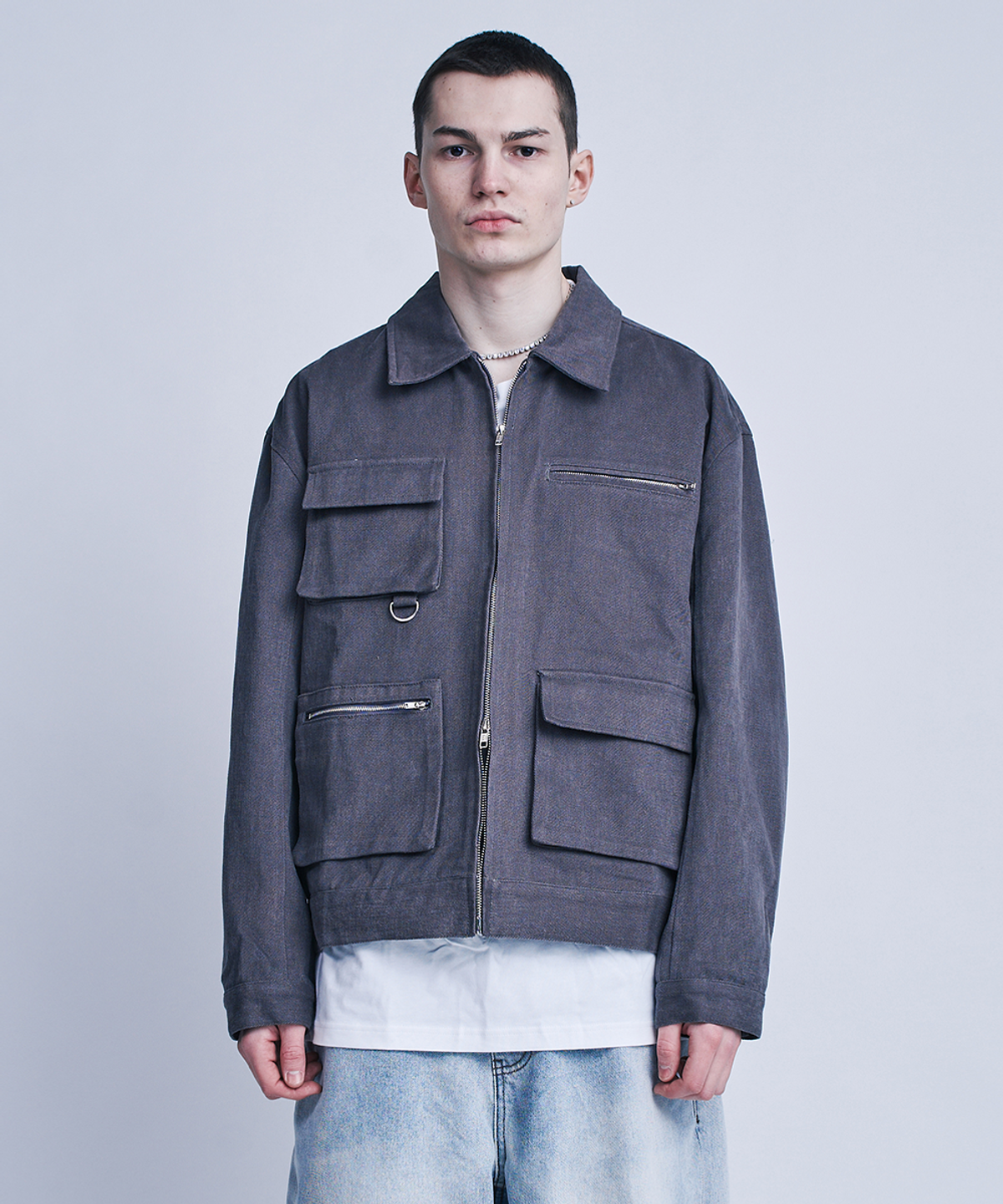 에프디알(FDR) 3D Pocket Detail Work Trucker Jacket_Carbon Charcoal