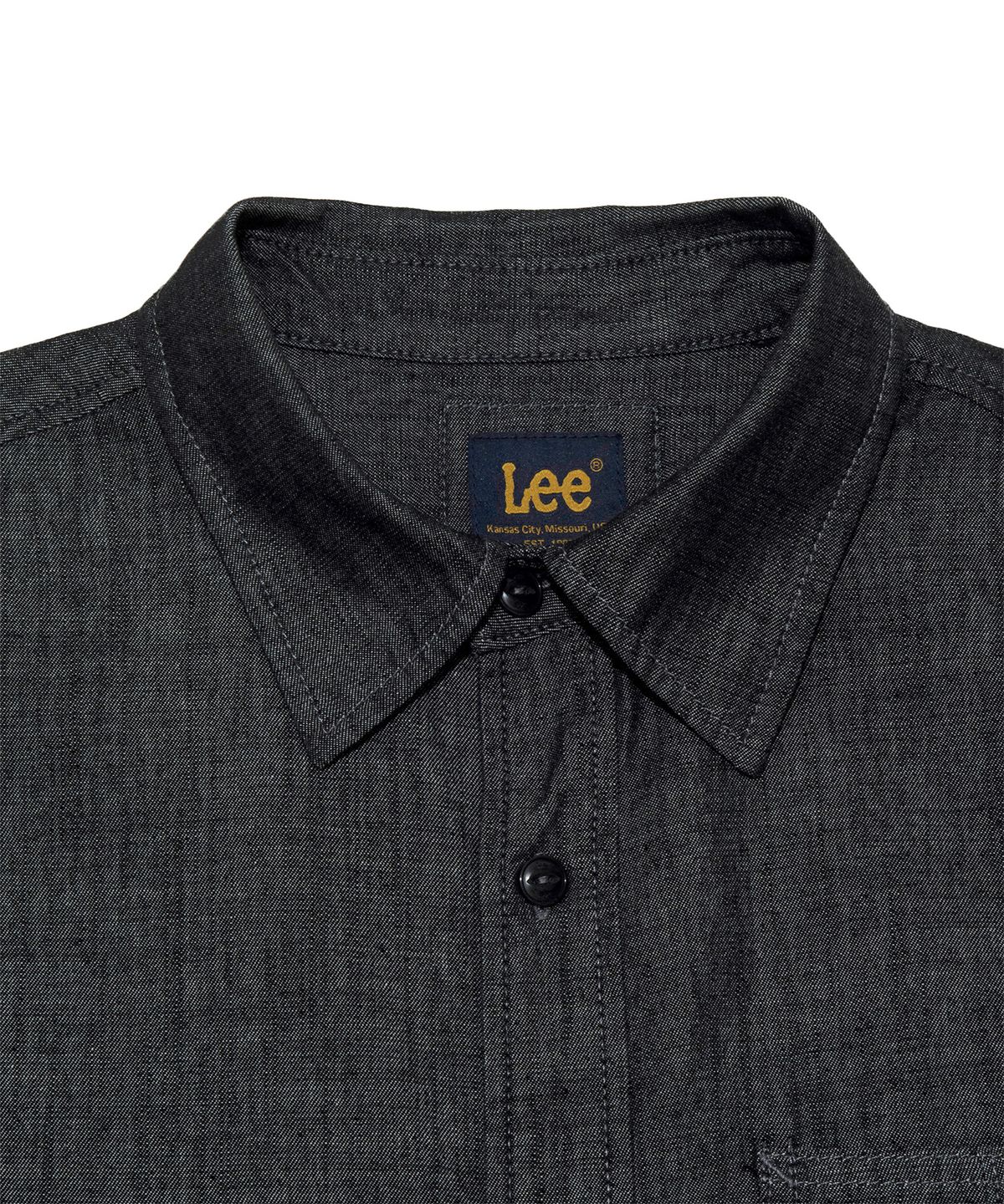 리(LEE) 로코 포켓 데님 반팔 셔츠 블랙 워싱