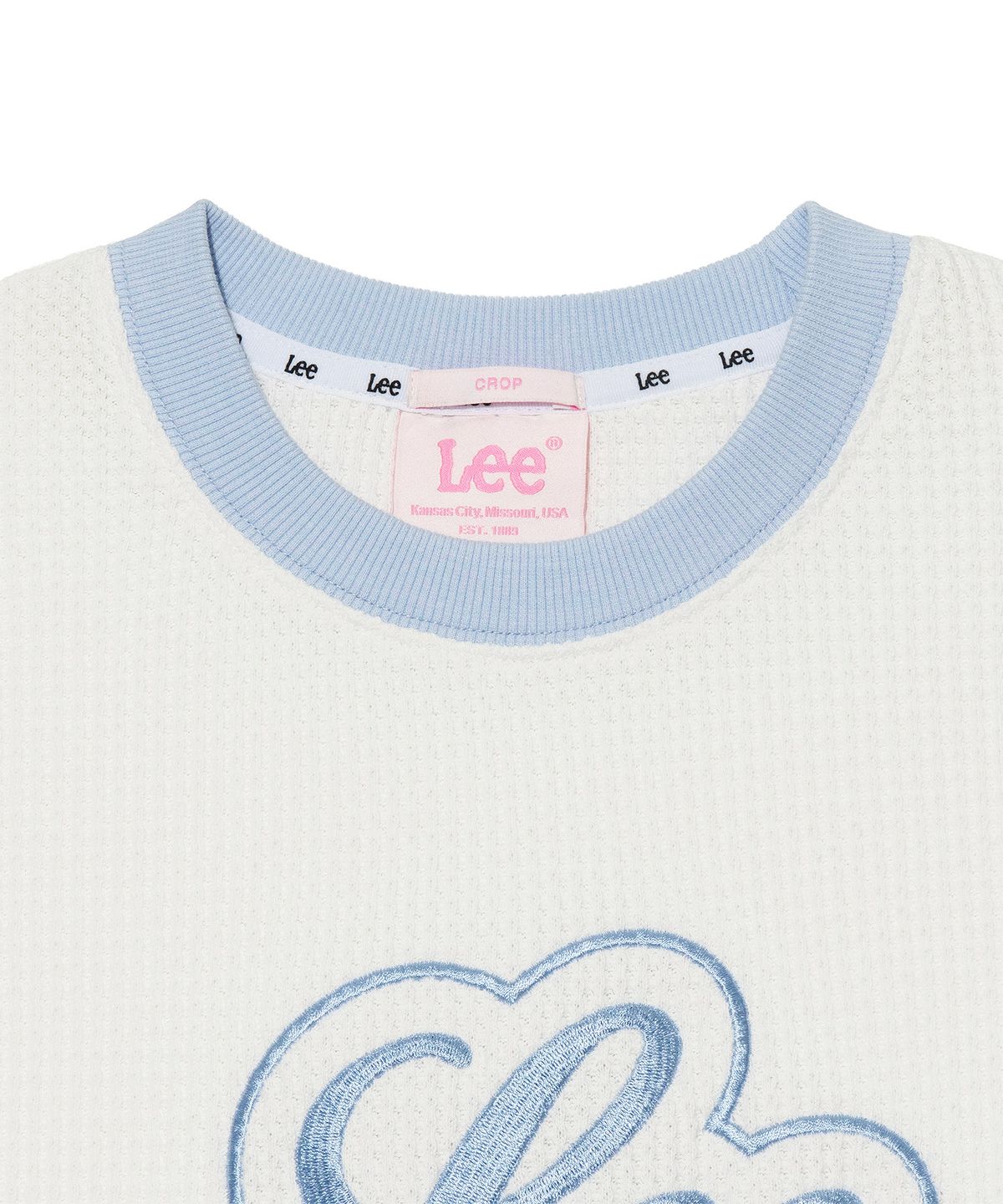 리(LEE) 우먼 와플 숏 슬리브 맨투맨 화이트