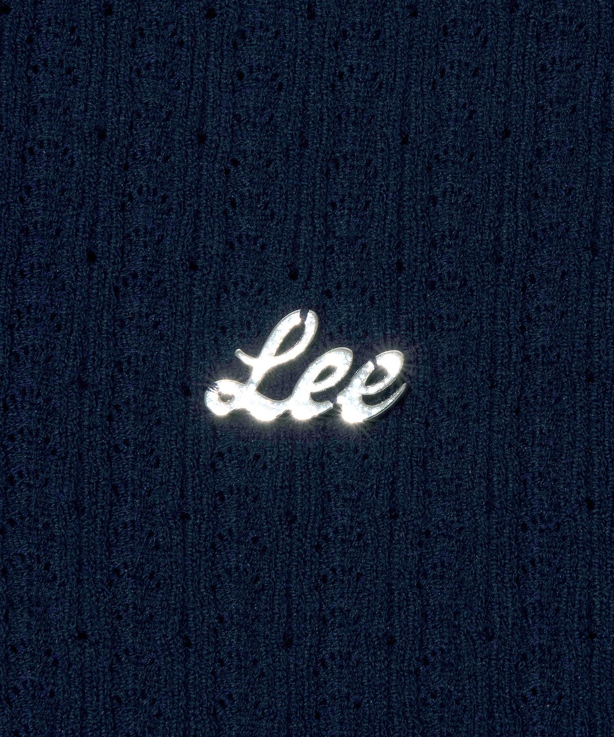 리(LEE) 우먼 카라 크롭 반팔 니트 네이비