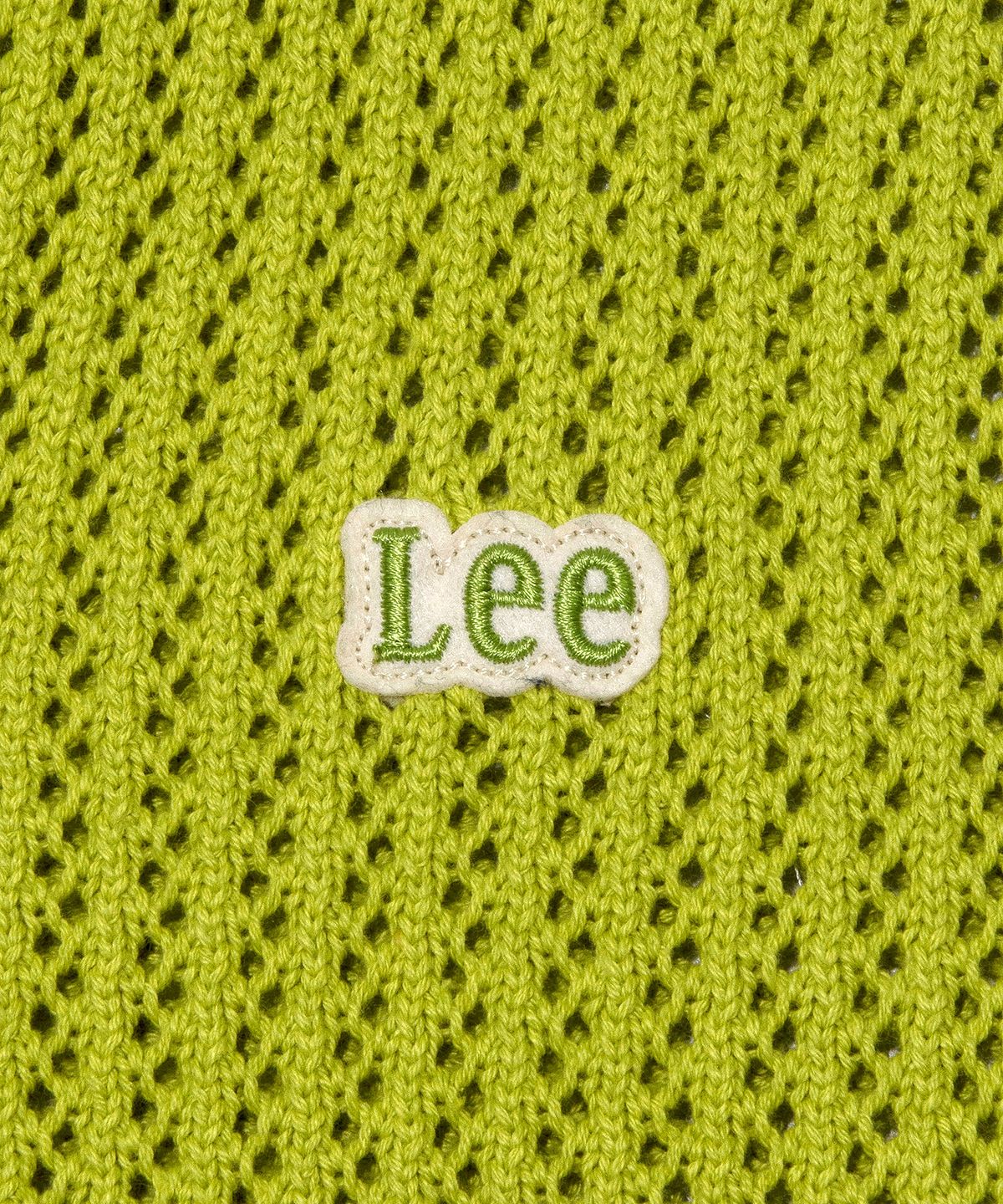 리(LEE) 오픈 카라 스카시 반팔 니트 라임