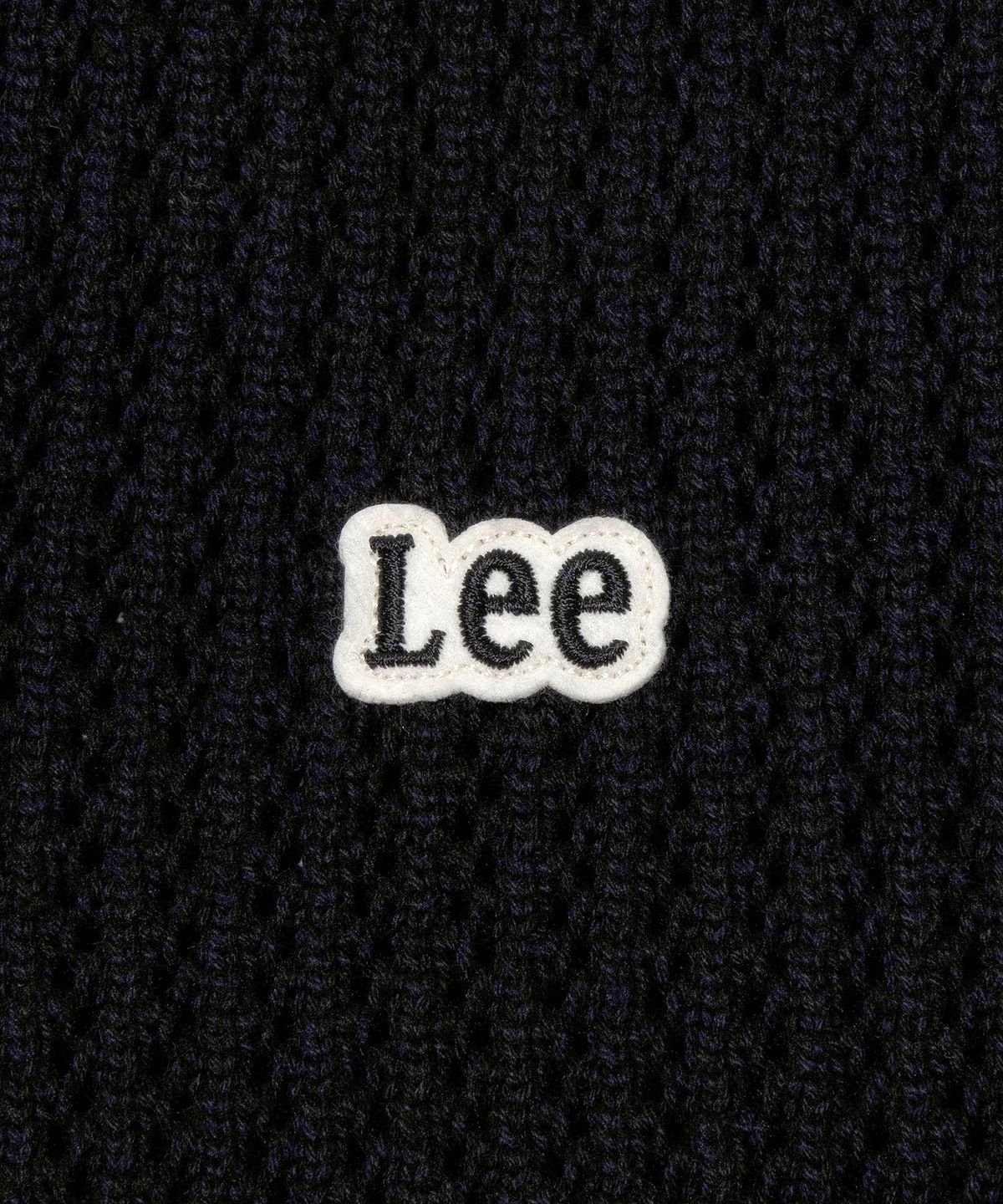 리(LEE) 오픈 카라 스카시 반팔 니트 블랙