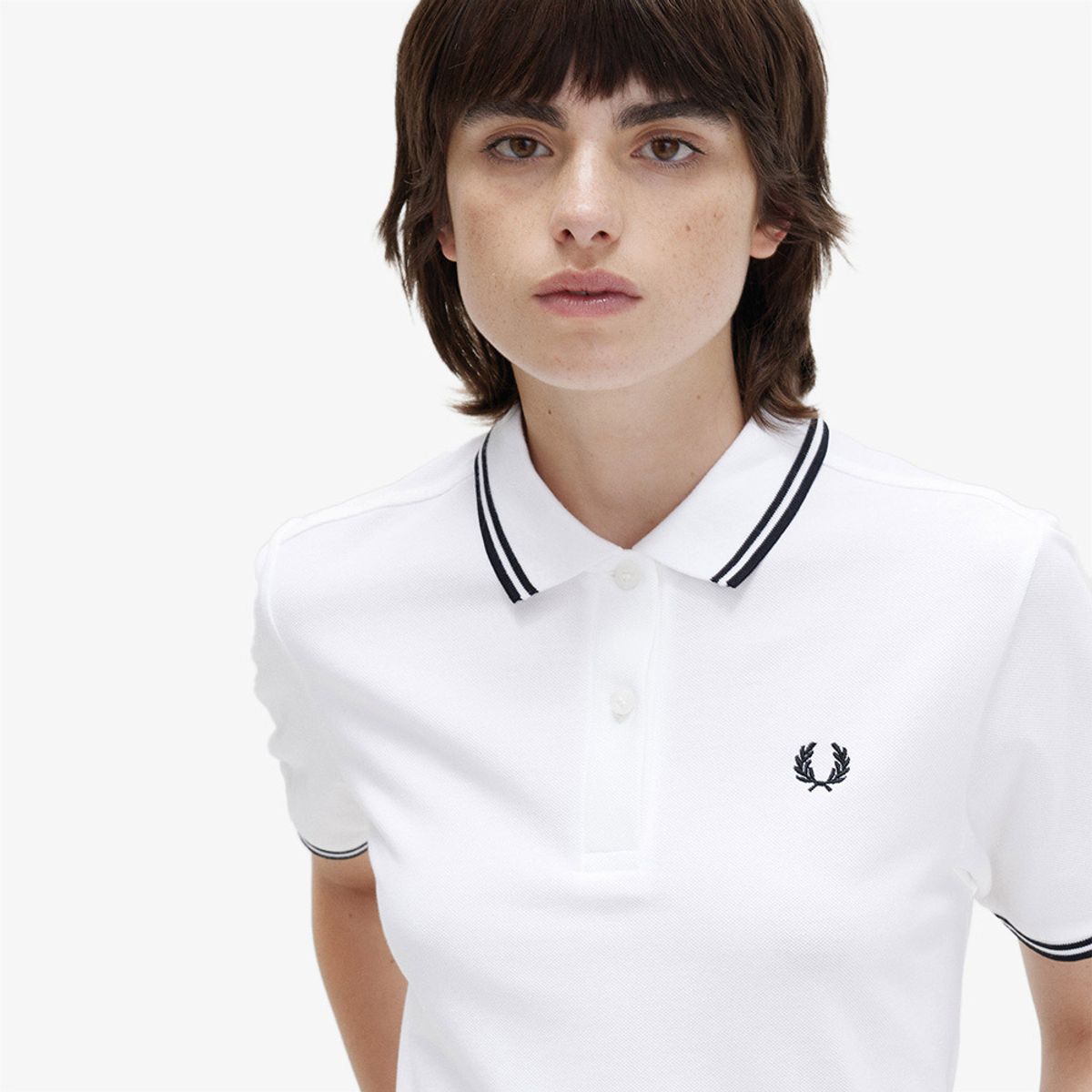 프레드페리(FRED PERRY) [G3600] 여성 트윈 팁 프레드페리 셔츠 - 화이트/블랙 G3600-200