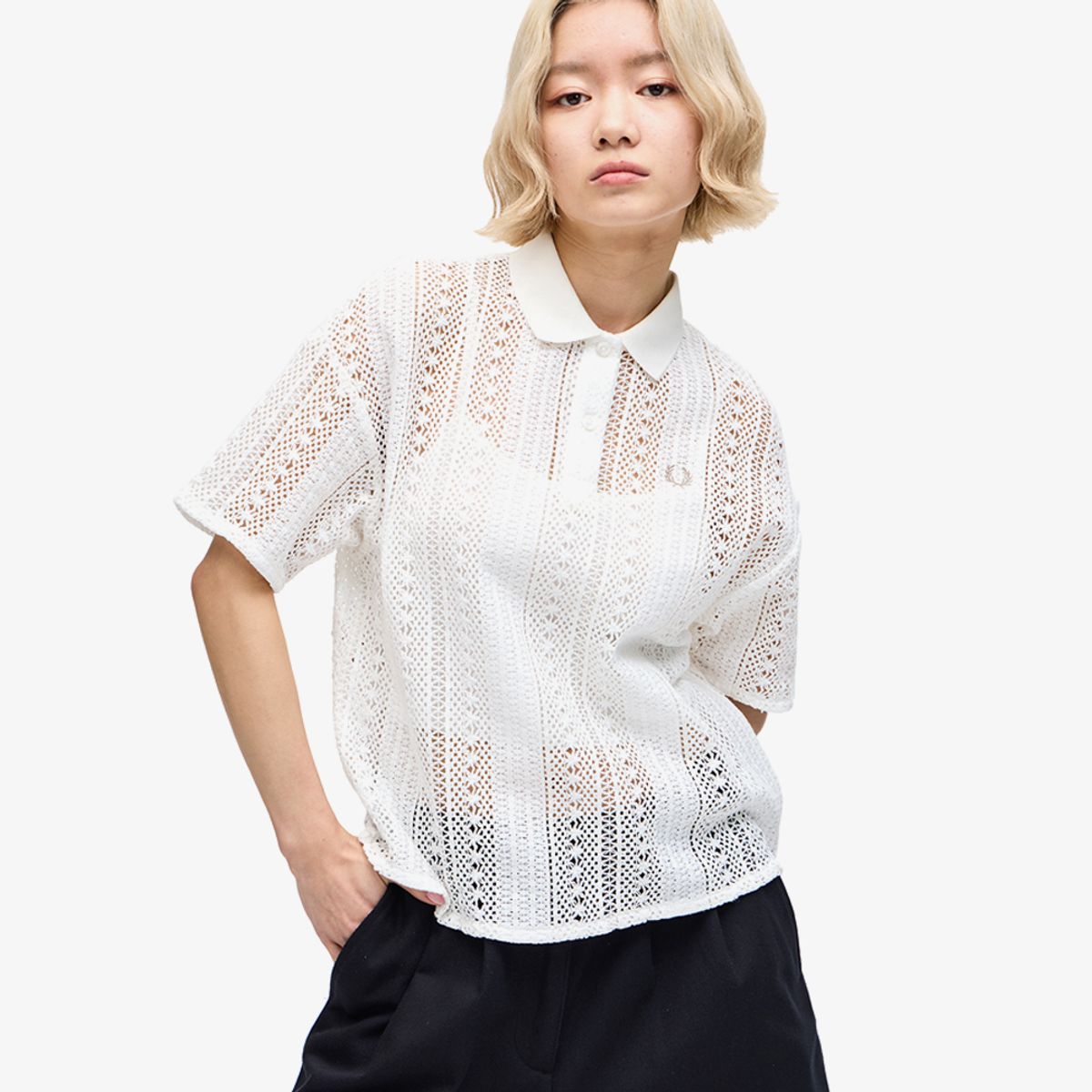 프레드페리(FRED PERRY) [Womens] 레이스 폴로셔츠(129) AFPF2417134-129