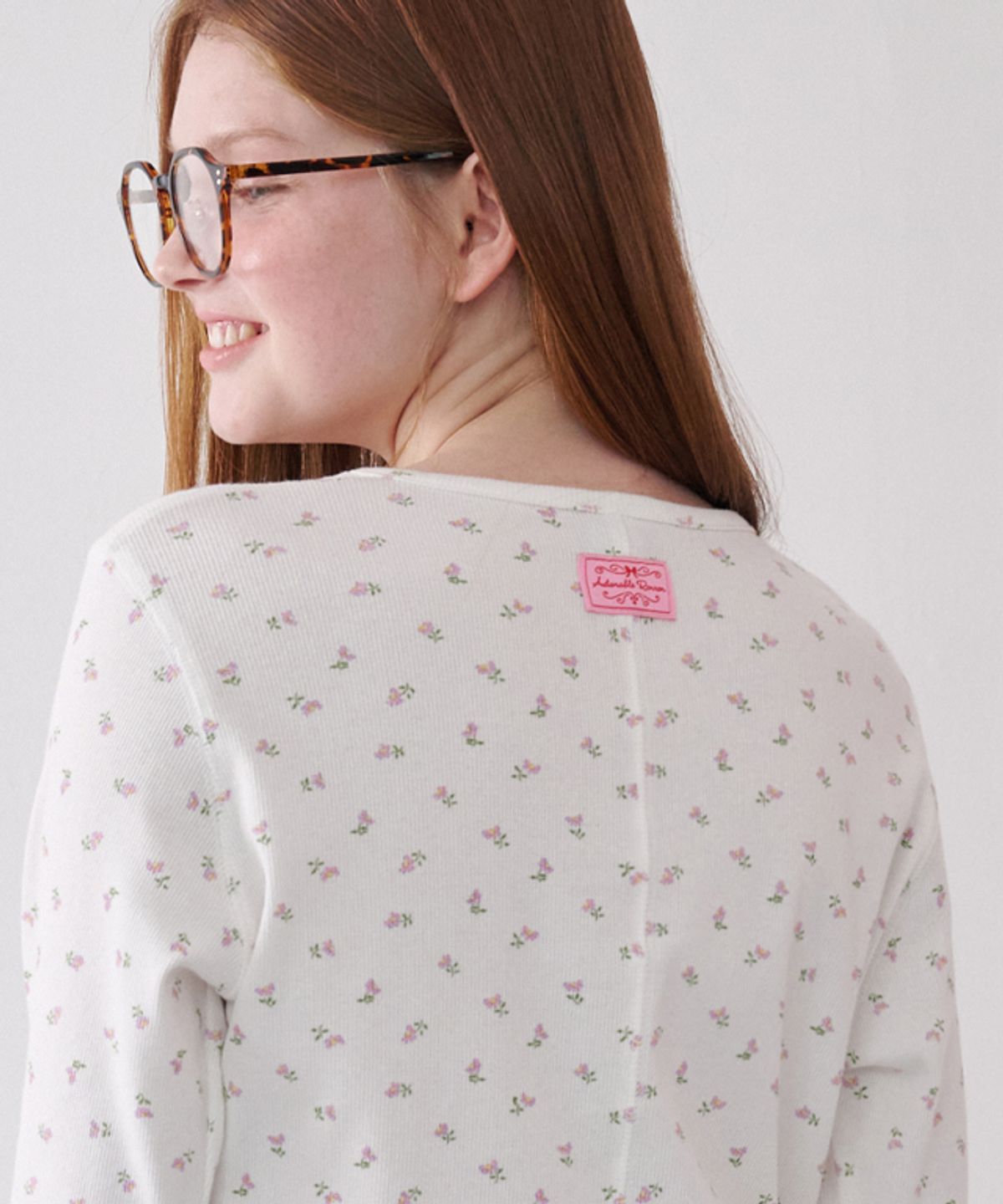 론론(RONRON) FLORAL LONG SLEEVE IVORY PINK FLOWER