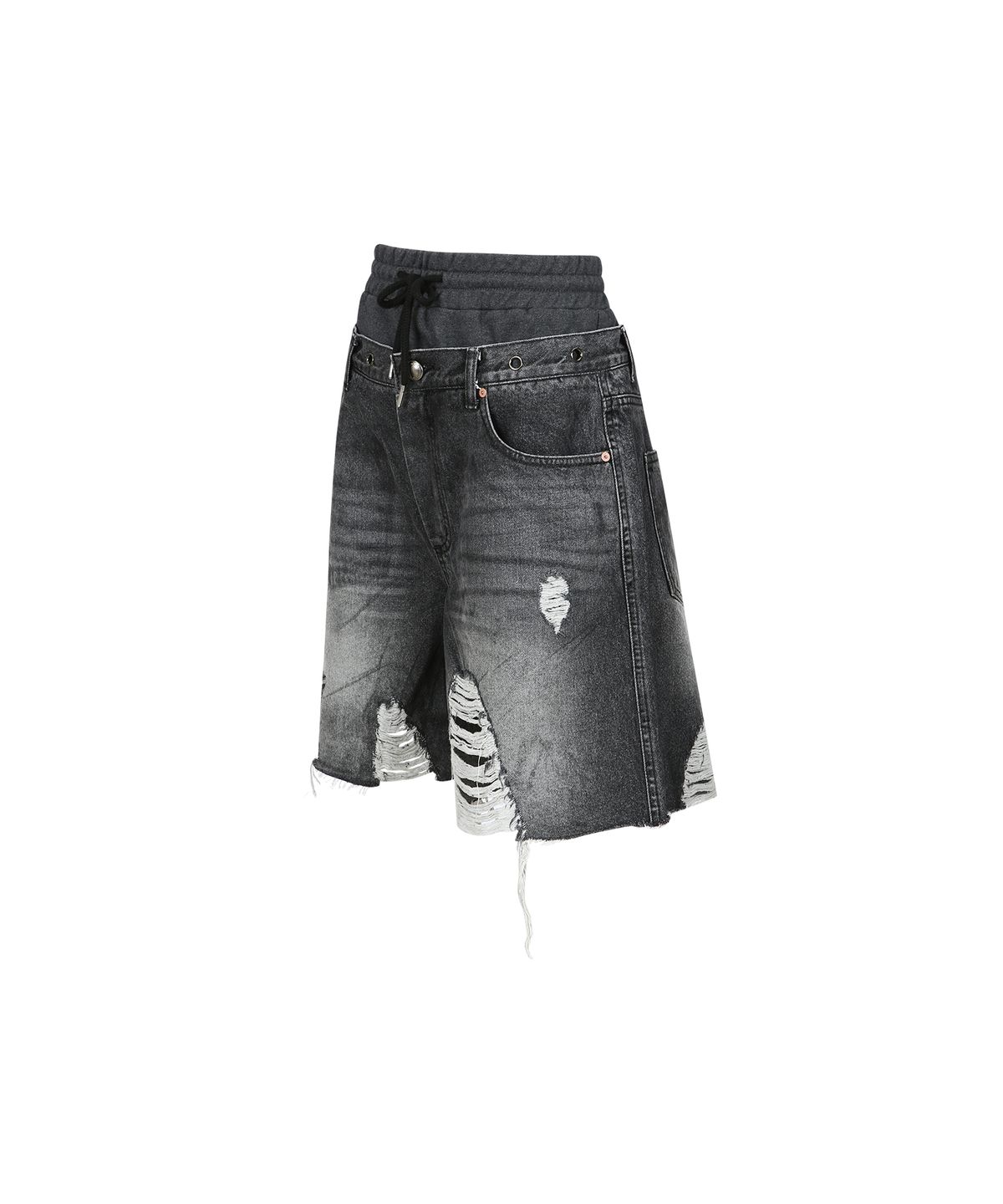 앤더슨벨(ADSB ANDERSSON BELL) 데니 스웻 웨이스트 데미지 쇼츠 apa718w(WASHED BLACK)