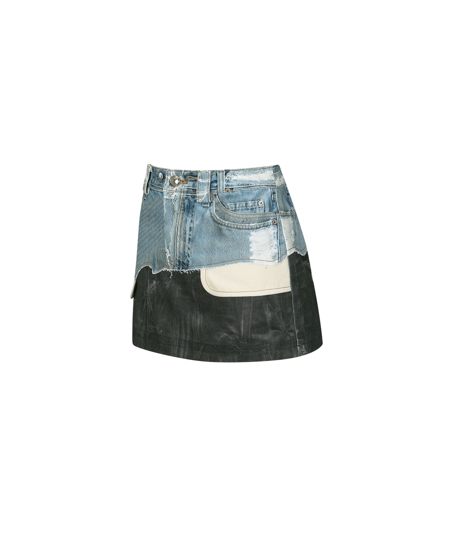 ★ANDERSSON BELL★ Podenim leather printed mini skirt apa722 WOMEN) FAUX-DENIM& LEATHER PRINTED MINI SKIRT apa722w(DENIM