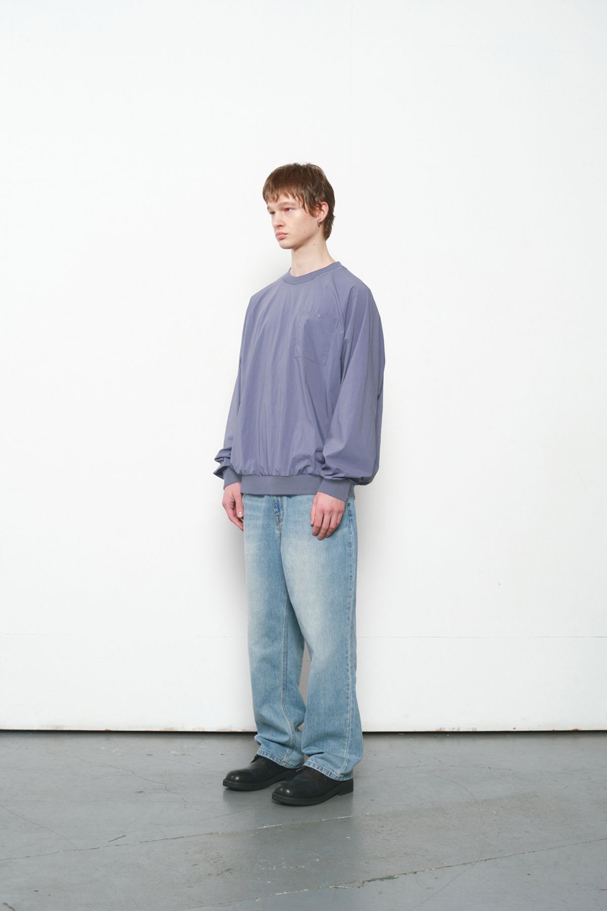홀리선(HORLISUN) Jameson Long Woven Pullover Shirt Blue