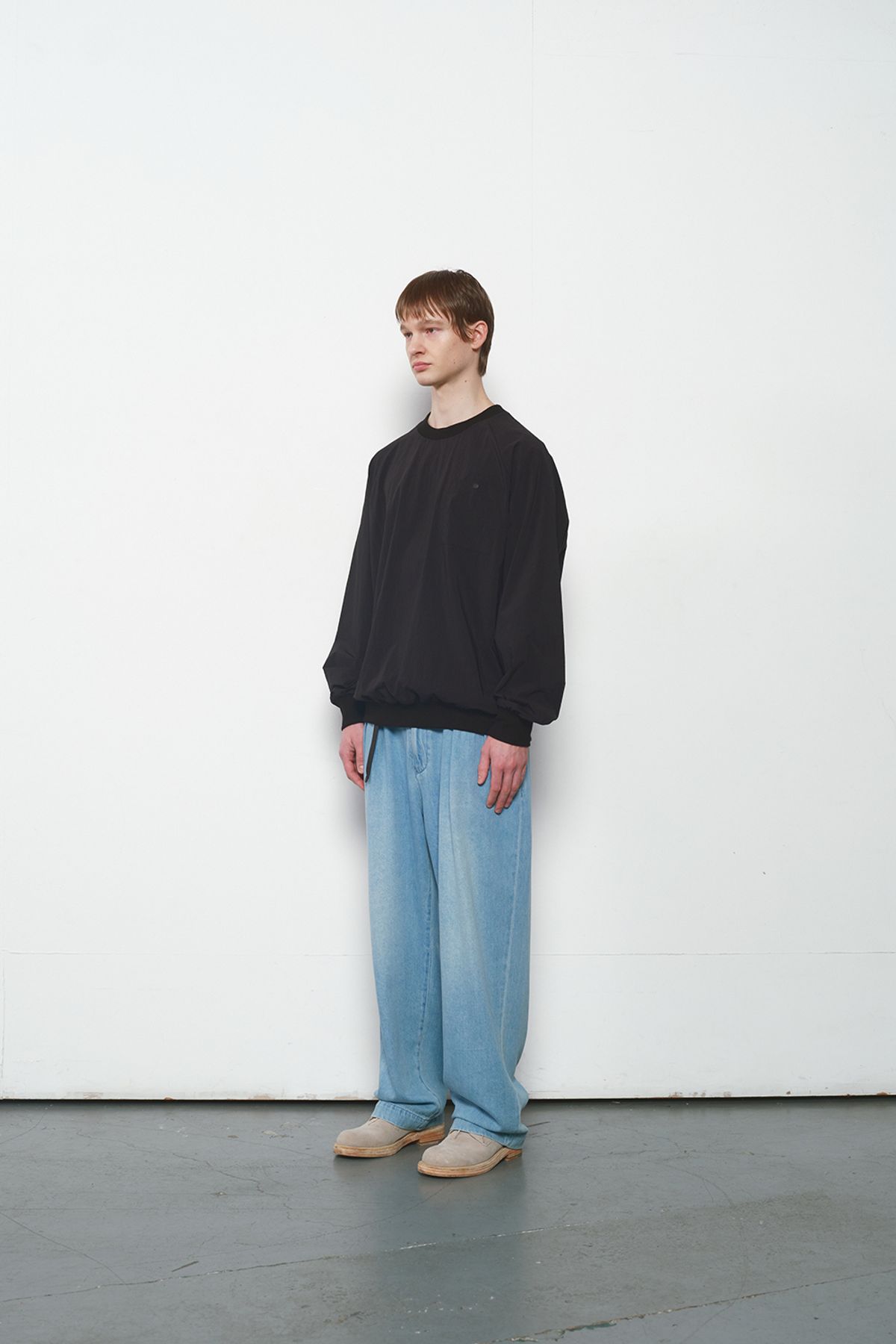 홀리선(HORLISUN) Jameson Long Woven Pullover Shirt Black
