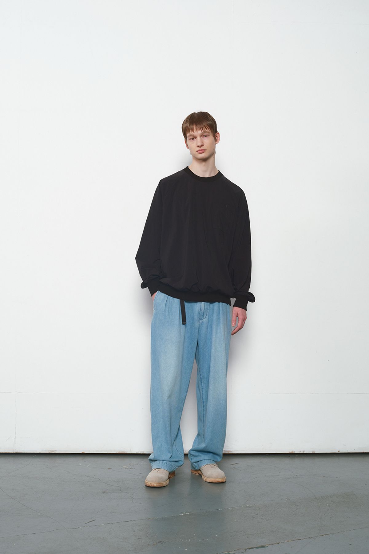 홀리선(HORLISUN) Jameson Long Woven Pullover Shirt Black