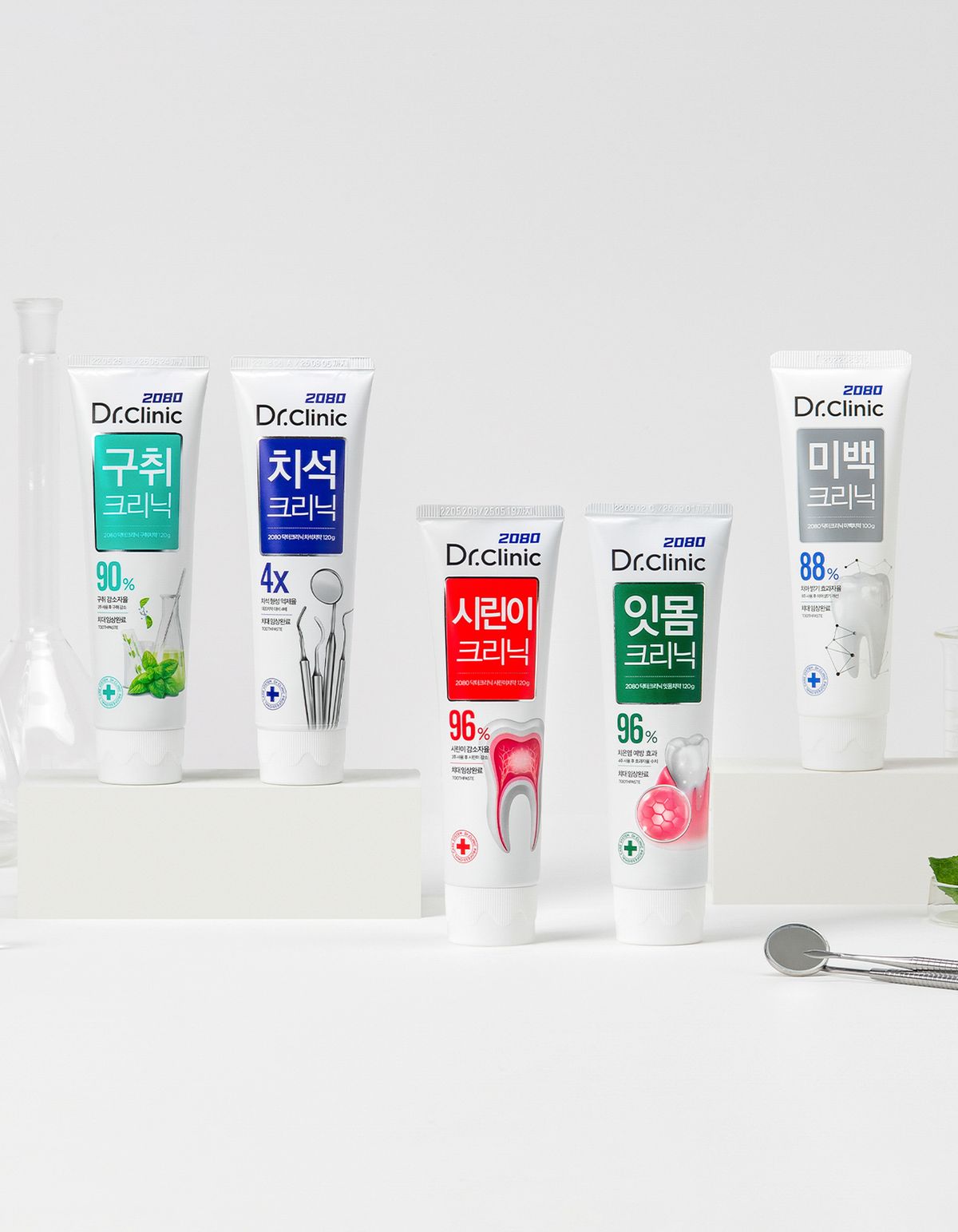 이공팔공(2080) 닥터크리닉 시린이 치약 140g / 4pack