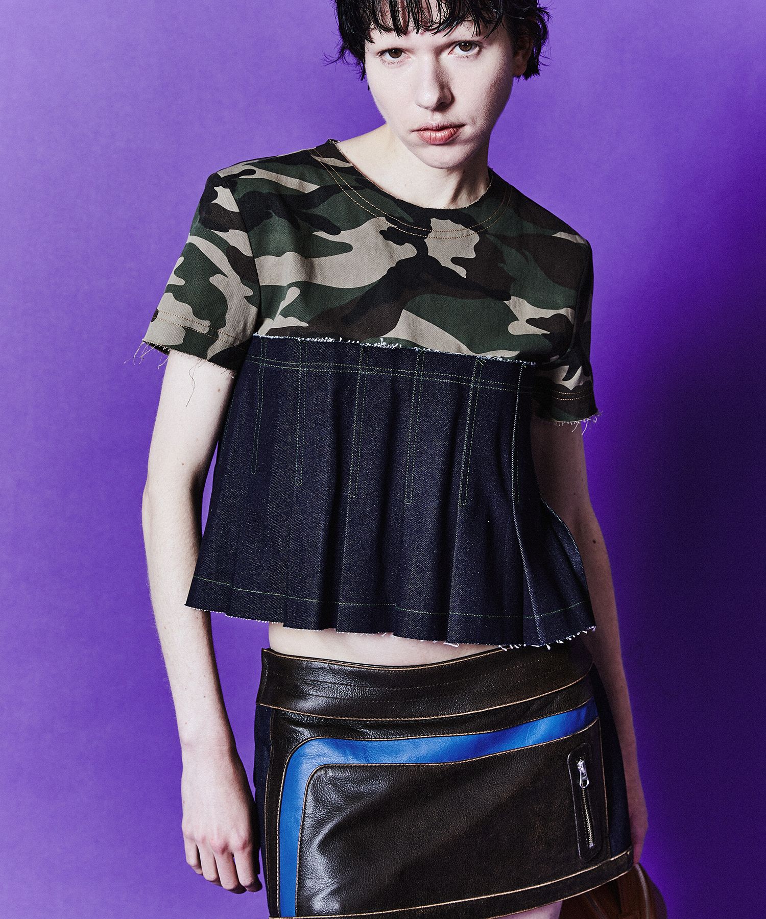 ★Andersson Bell★CAMOUFLAGE PLEATS DENIM TOP MUSINSA公式 | ANDERSSON BELL FOR WOMEN Camouflage Pleats