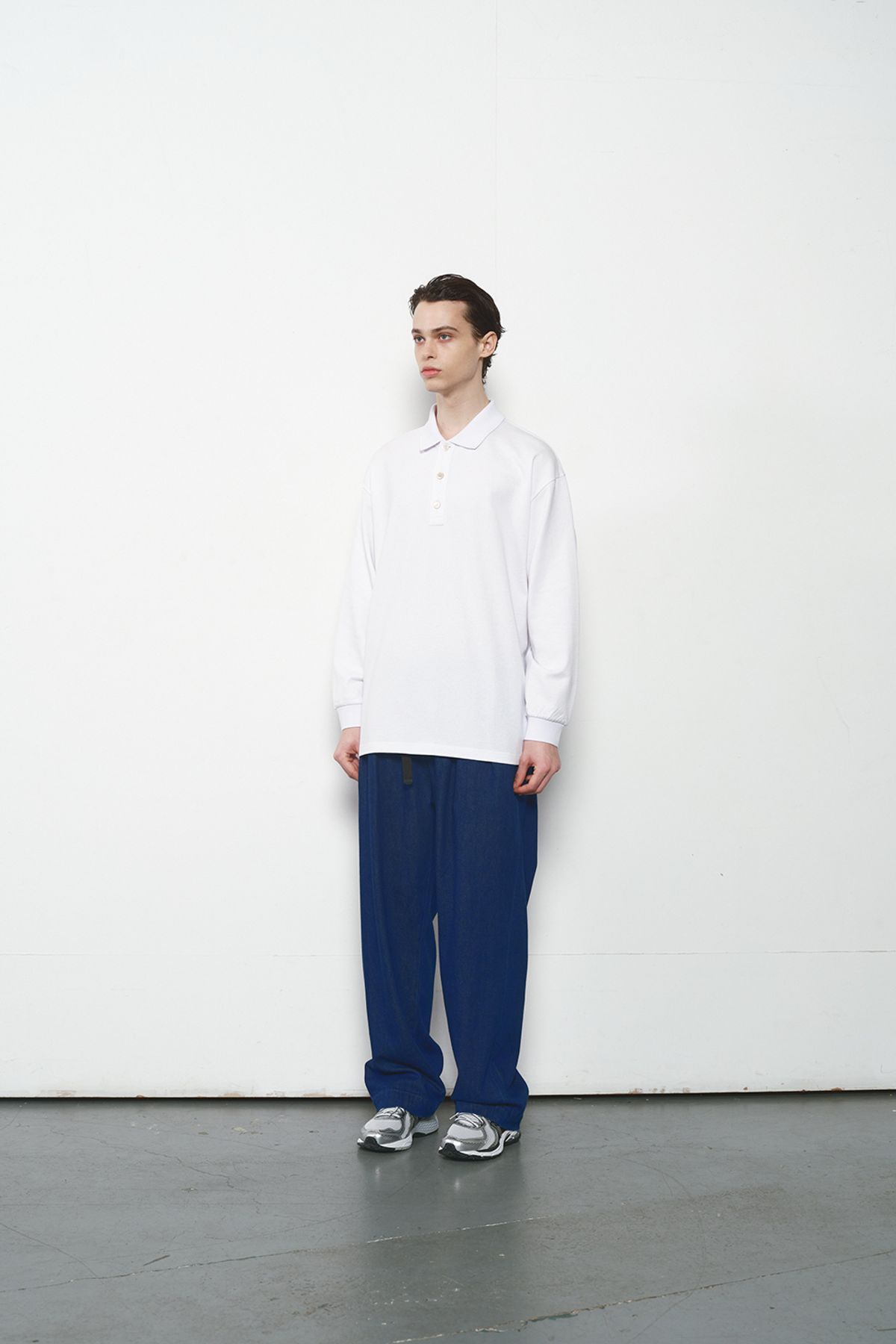 홀리선(HORLISUN) Corrigin Belted Wide Denim Pants Normal Navy