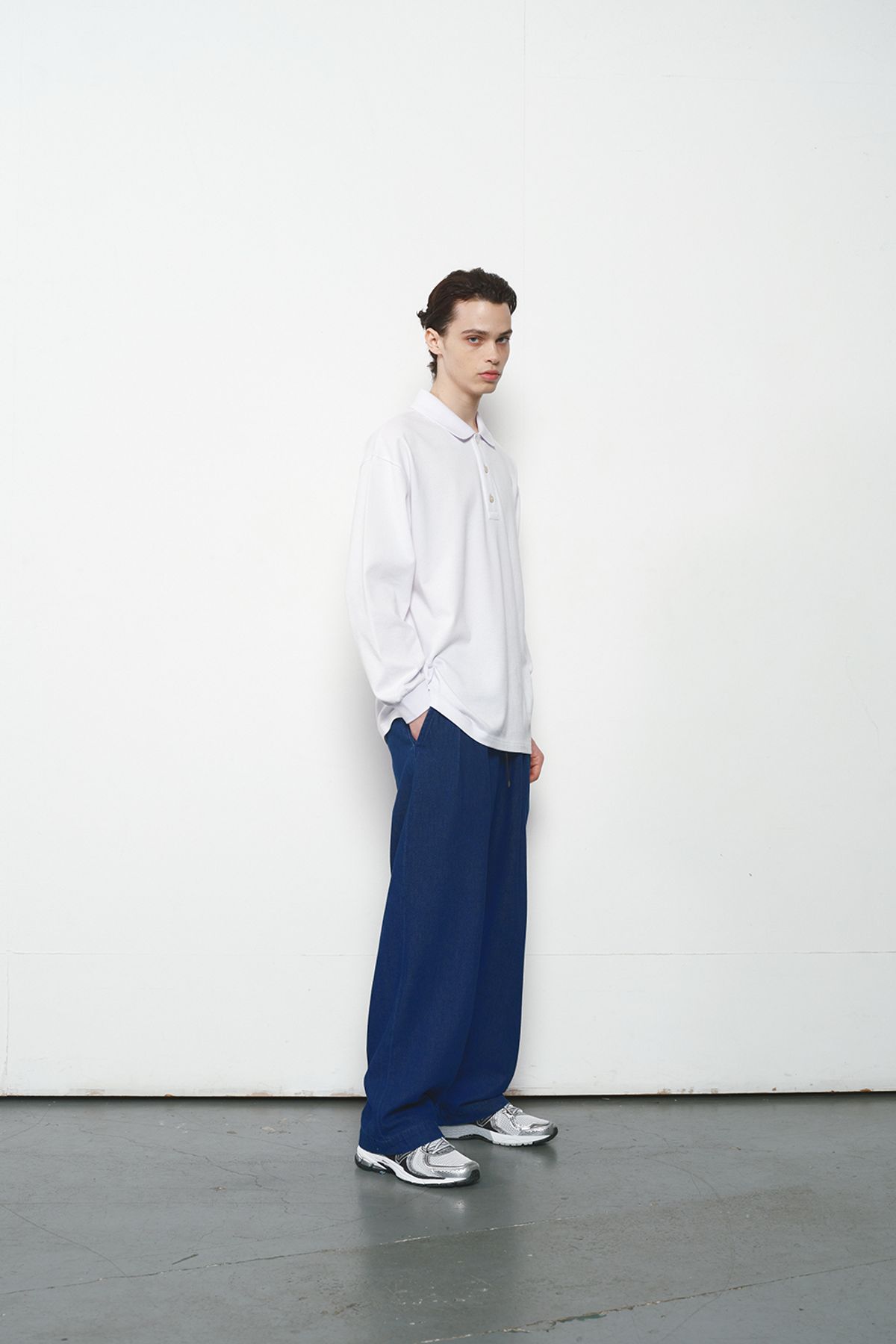 홀리선(HORLISUN) Corrigin Belted Wide Denim Pants Normal Navy