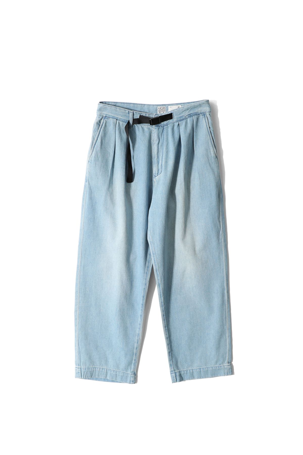홀리선(HORLISUN) Corrigin Belted Wide Denim Pants Light Blue