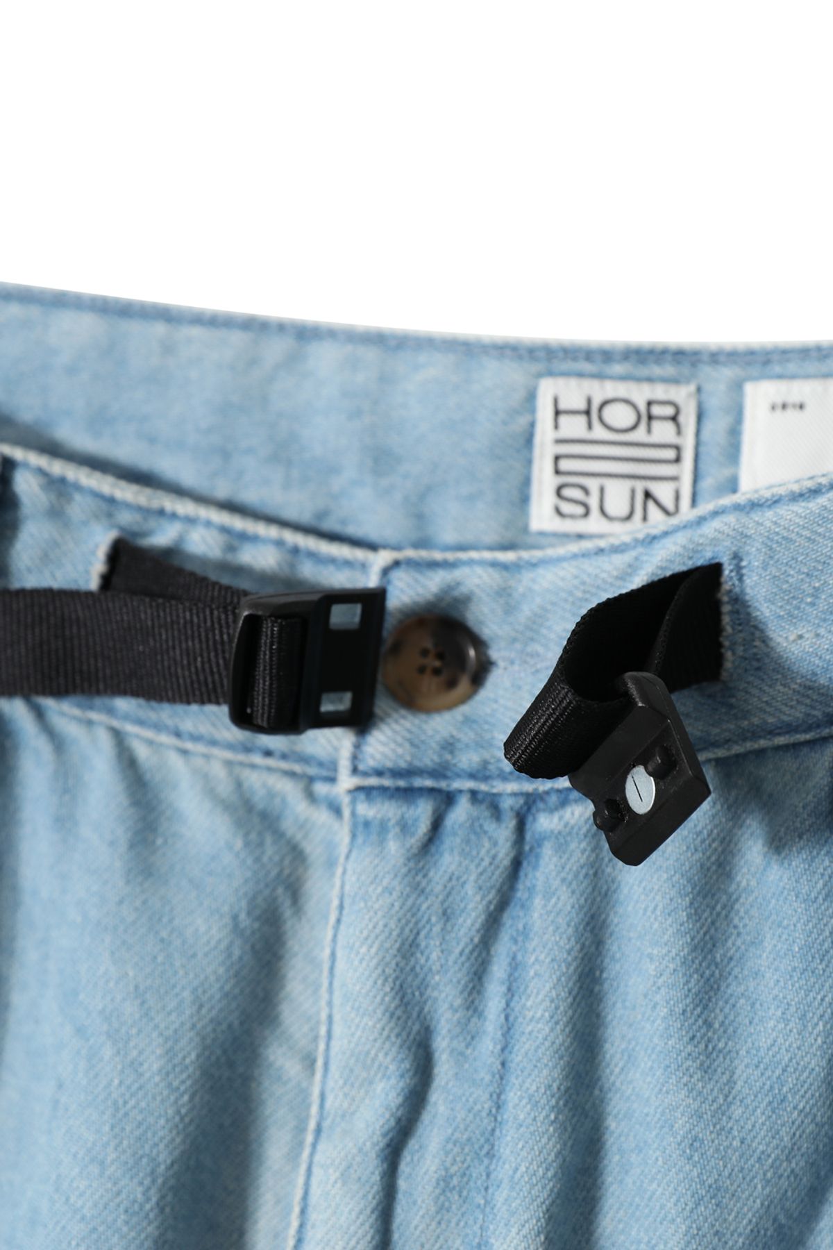 홀리선(HORLISUN) Corrigin Belted Wide Denim Pants Light Blue