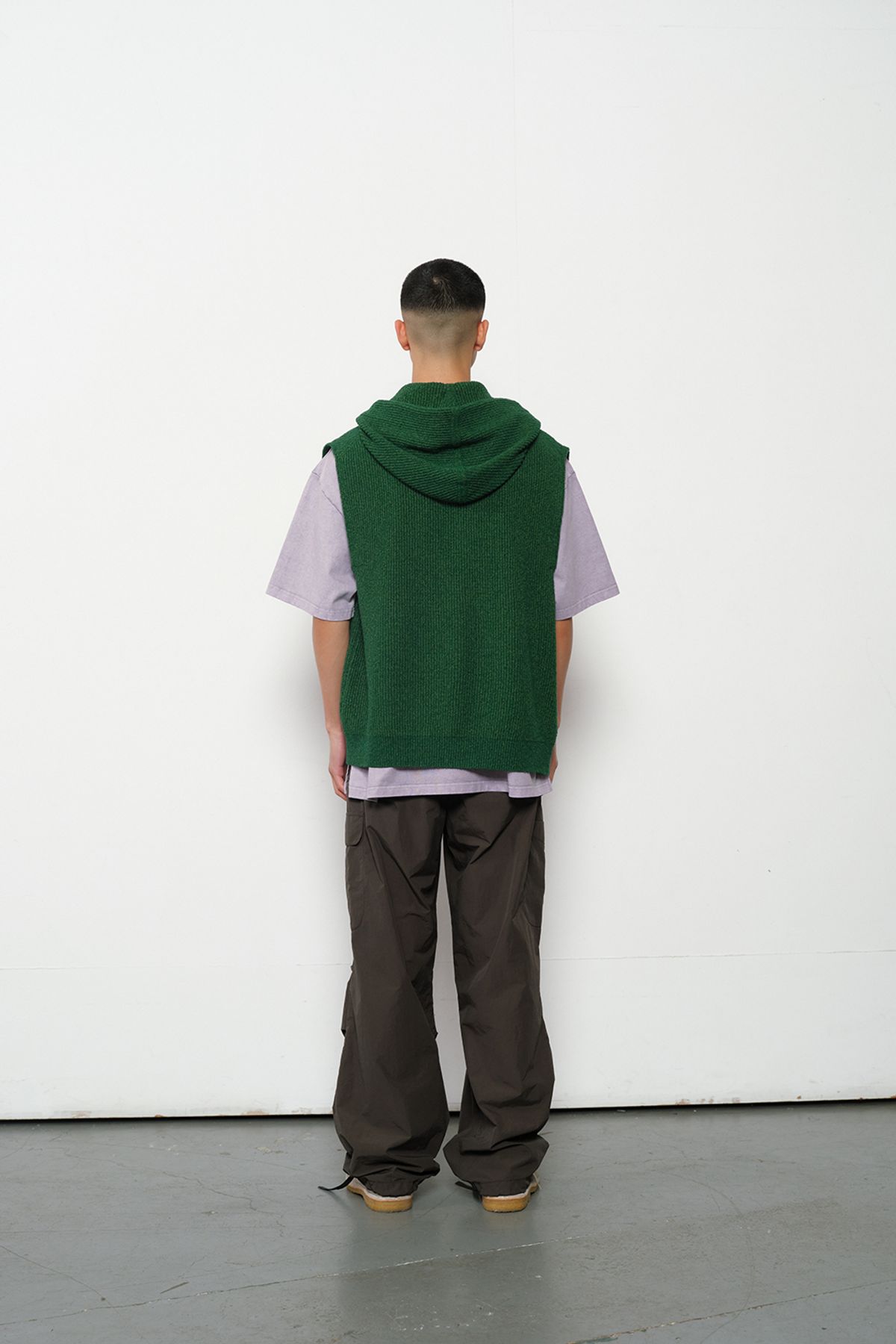 홀리선(HORLISUN) Acorn Hoodie Vest Cardigan Cotton Knit Smart Green