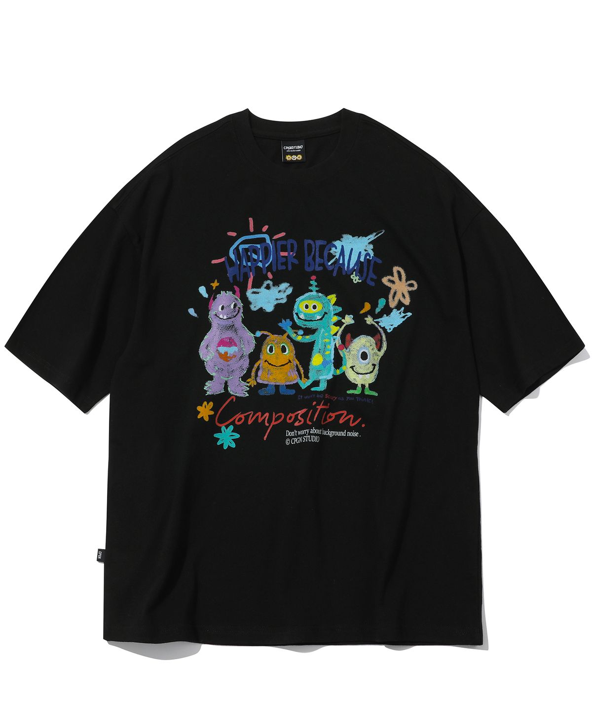 꼼파뇨(CPGN STUDIO) DTP 해피 데이 반팔티 블랙