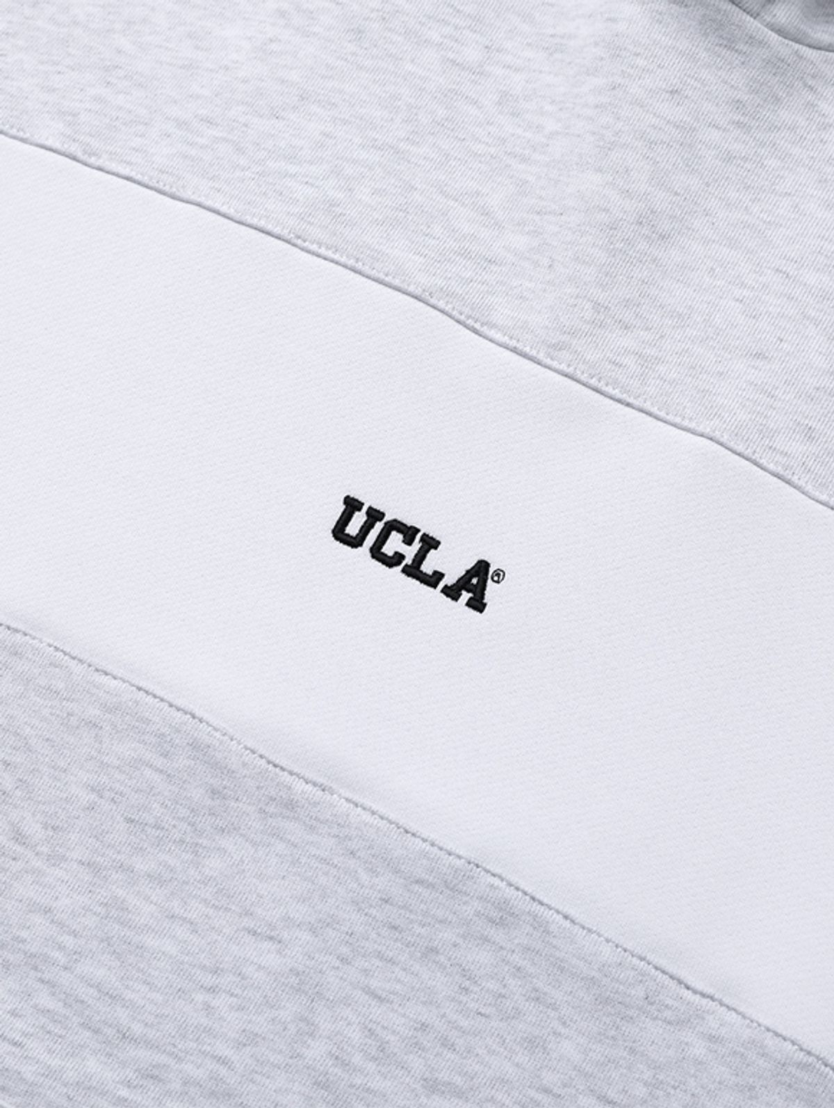 유씨엘에이(UCLA) 남여공용 심플 로고 포인트 배색 블럭 후드 스웨트셔츠[L-M-GREY](UA3LT86_12)