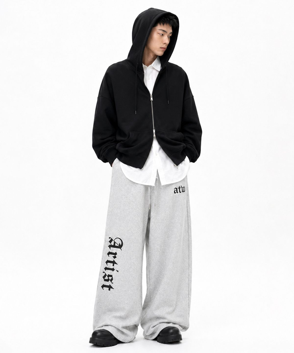 아티스트웨어(ARTISTWEAR) [ATW] 이넥서블 와이드 밴딩팬츠 - 2COLOR