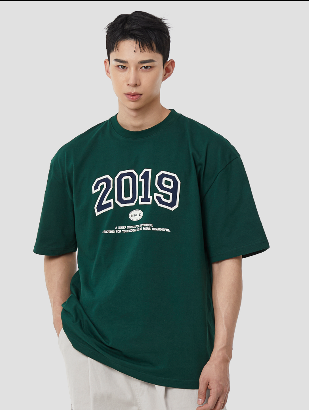 나인제트(NINEZ) 2019 오버핏 반팔 티셔츠 (그린) 24TS06
