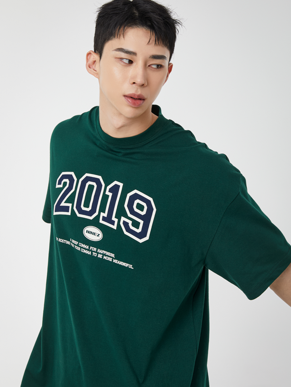 나인제트(NINEZ) 2019 오버핏 반팔 티셔츠 (그린) 24TS06
