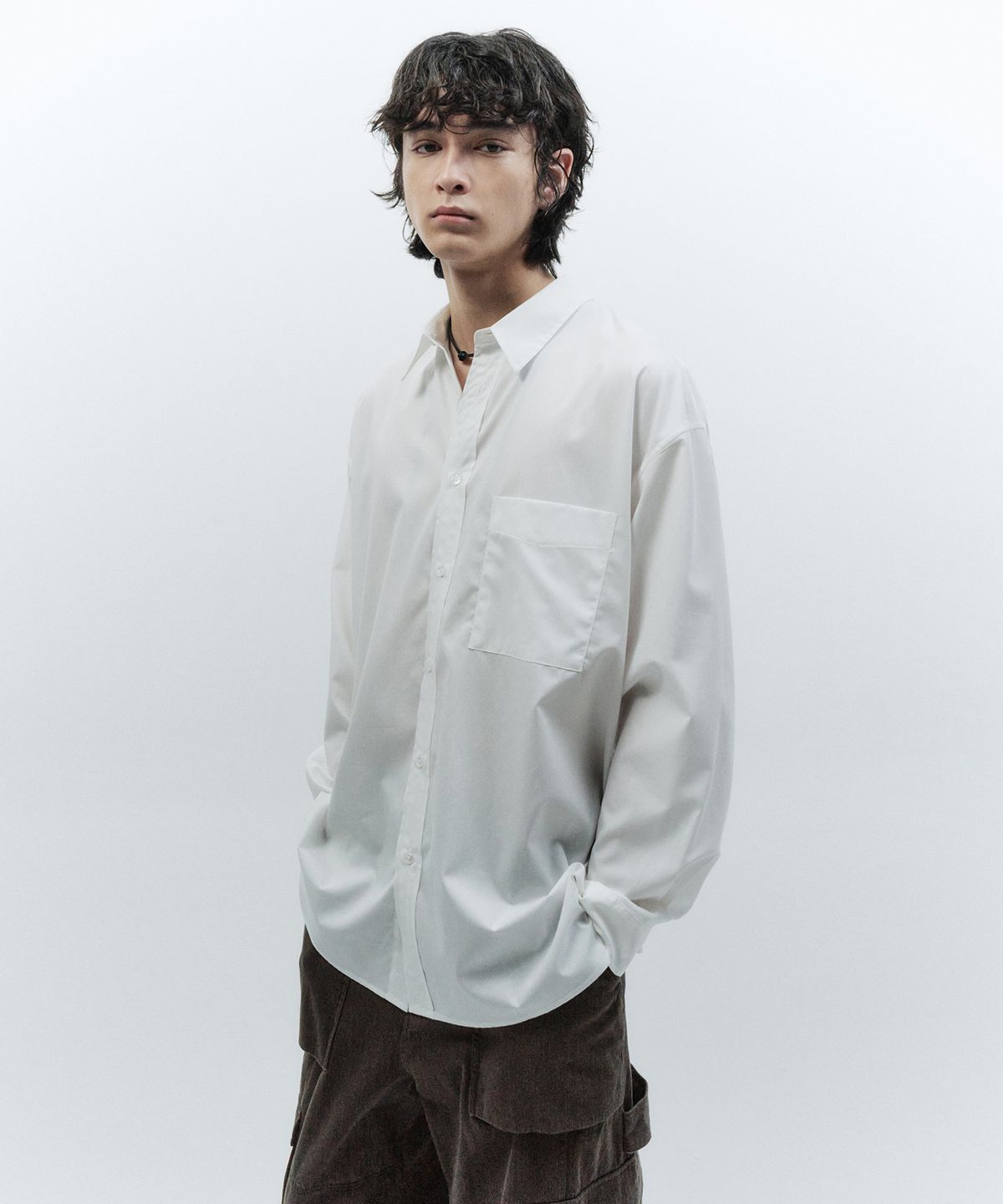 인사일런스(INSILENCE) 하이게이지 실키 코튼 셔츠 WHITE