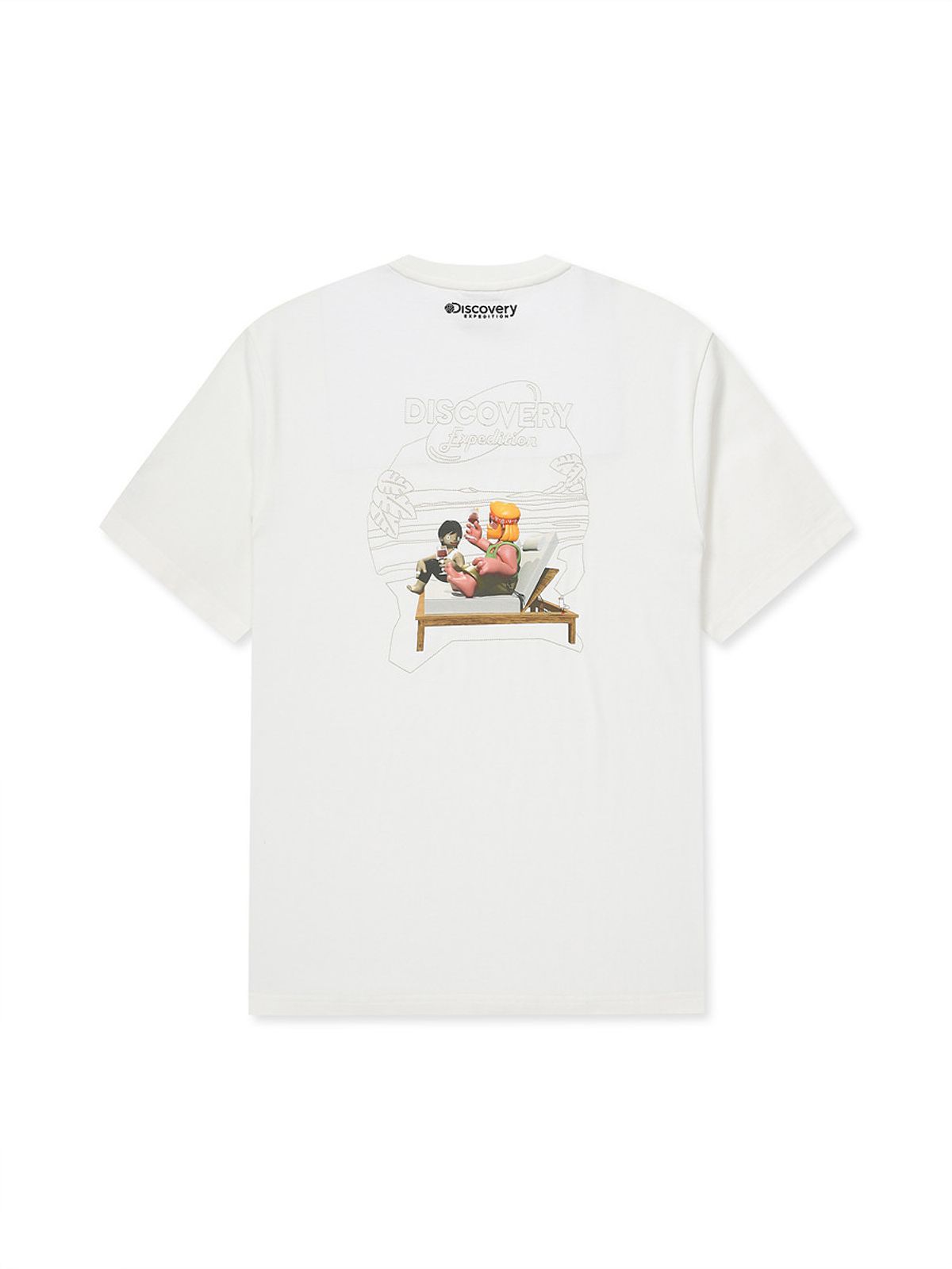 디스커버리 익스페디션(DISCOVERY EXPEDITION) 메인크루 아웃도어 비치 그래픽 티셔츠 (CREAM)