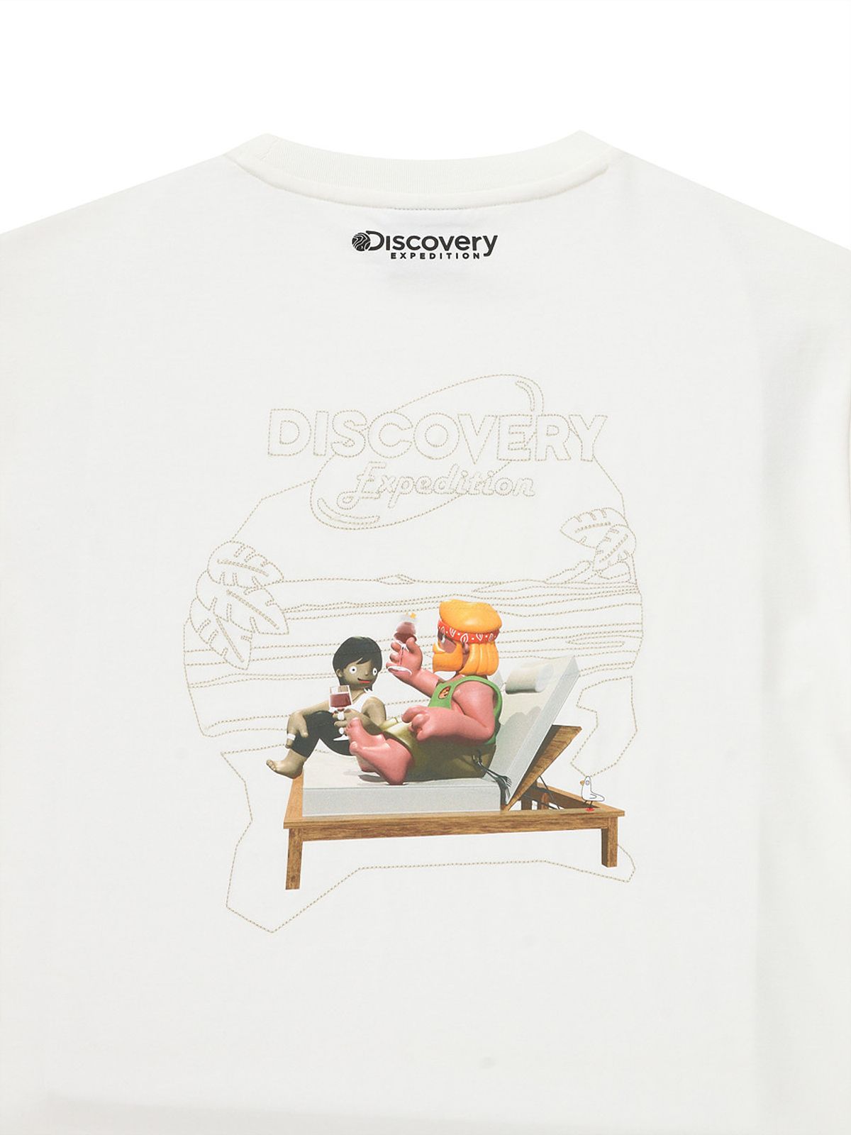 디스커버리 익스페디션(DISCOVERY EXPEDITION) 메인크루 아웃도어 비치 그래픽 티셔츠 (CREAM)