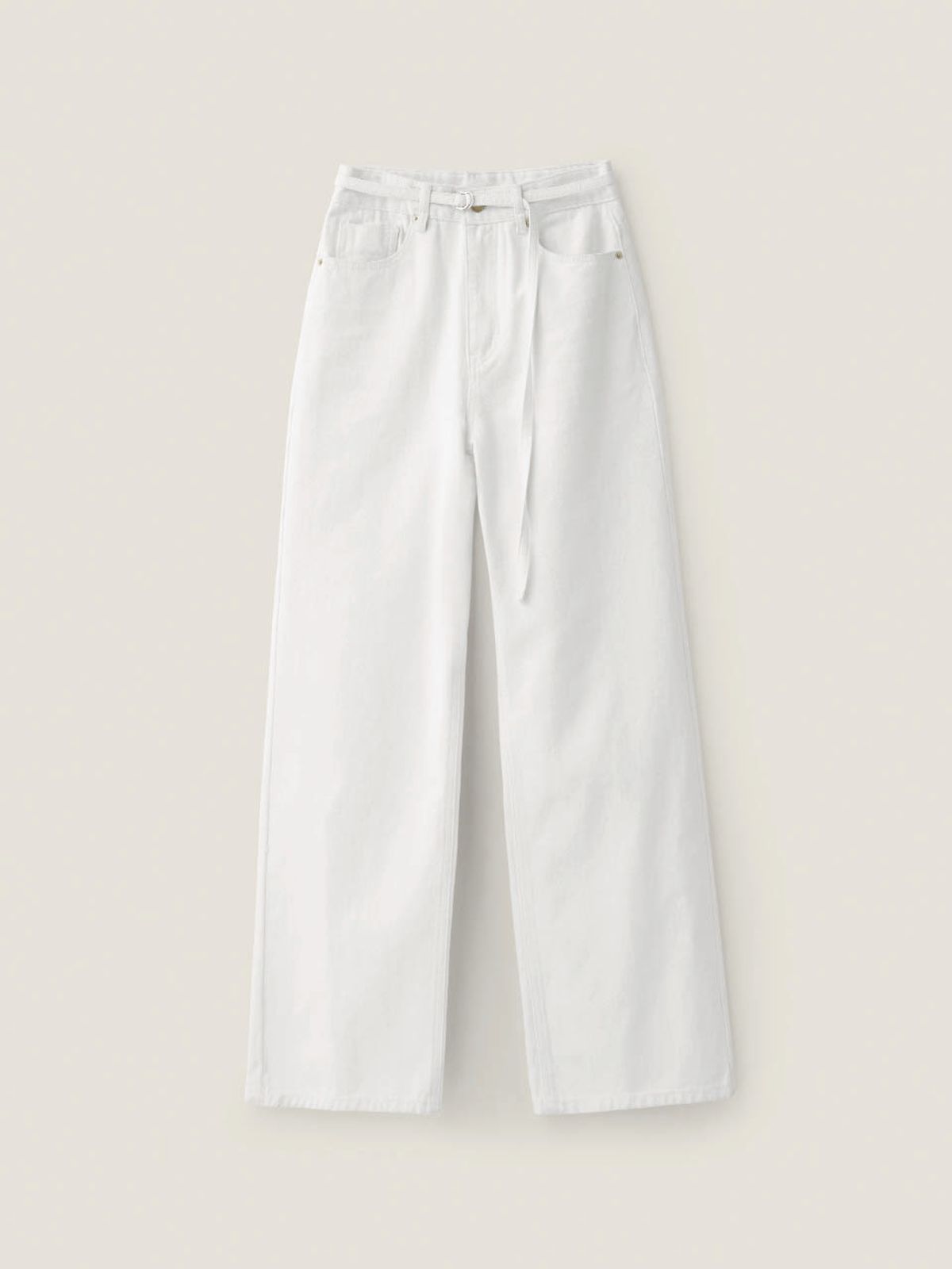 비뮤즈맨션(BEMUSE MANSION) Belt point denim - White