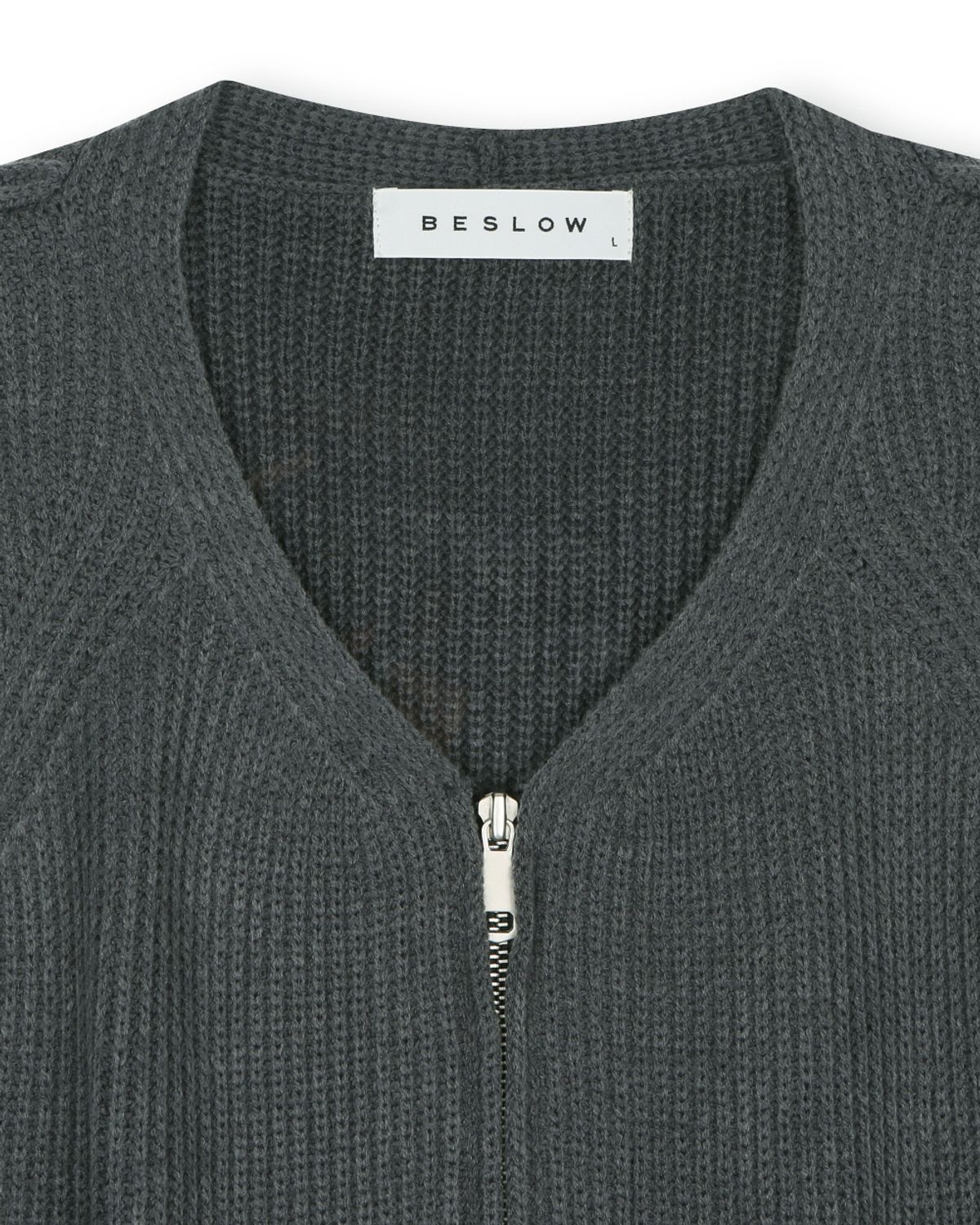 비슬로우(BESLOW) MILITARY KNIT ZIP-UP VEST CHARCOAL