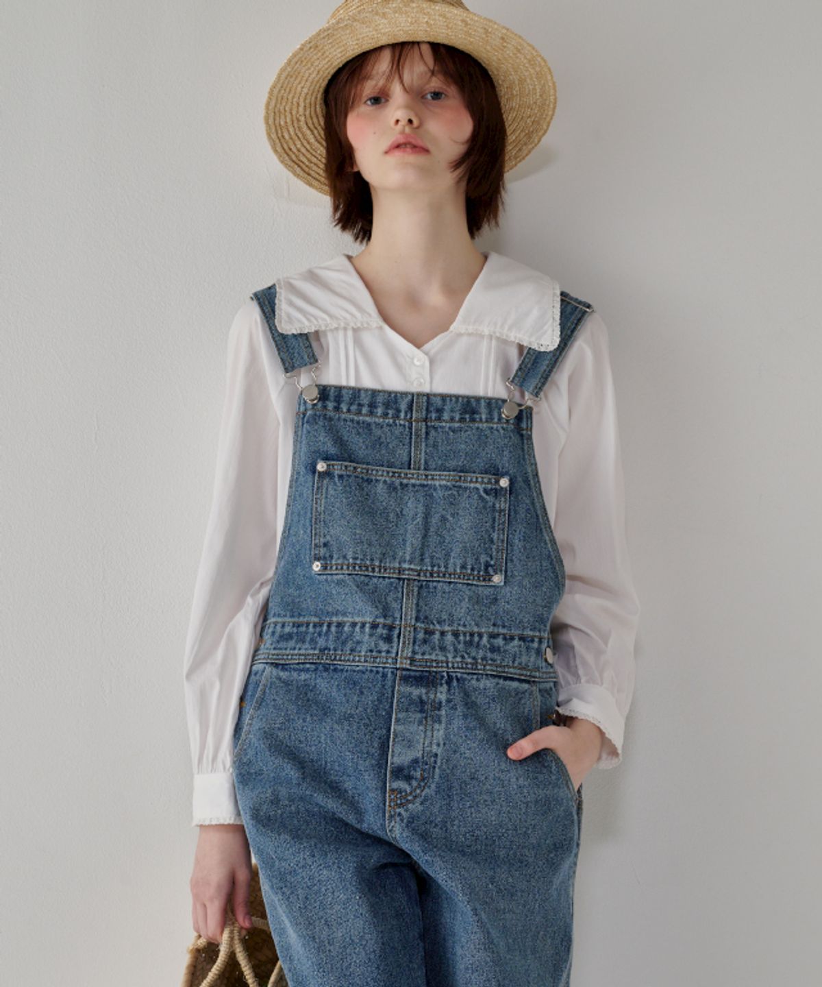 론론(RONRON) OVERALLS DENIM PANTS MEDIUM BLUE