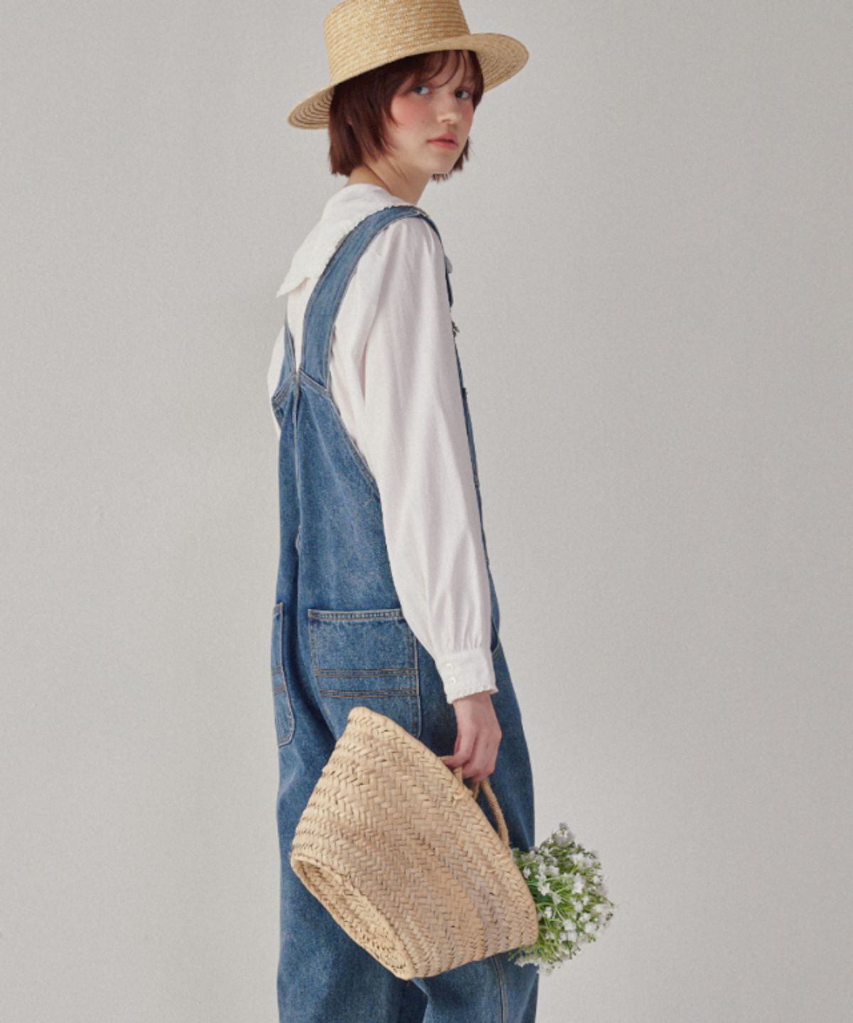 론론(RONRON) OVERALLS DENIM PANTS MEDIUM BLUE