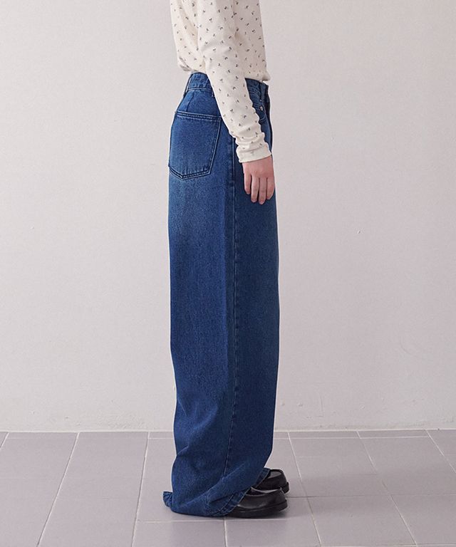 デニム・ジーパン RONRON WIDE DENIM PANTS LIGHT BLUE LACE DAMAGE WIDE DENIM PANTS LIGHT BLUE - RONRON 론론