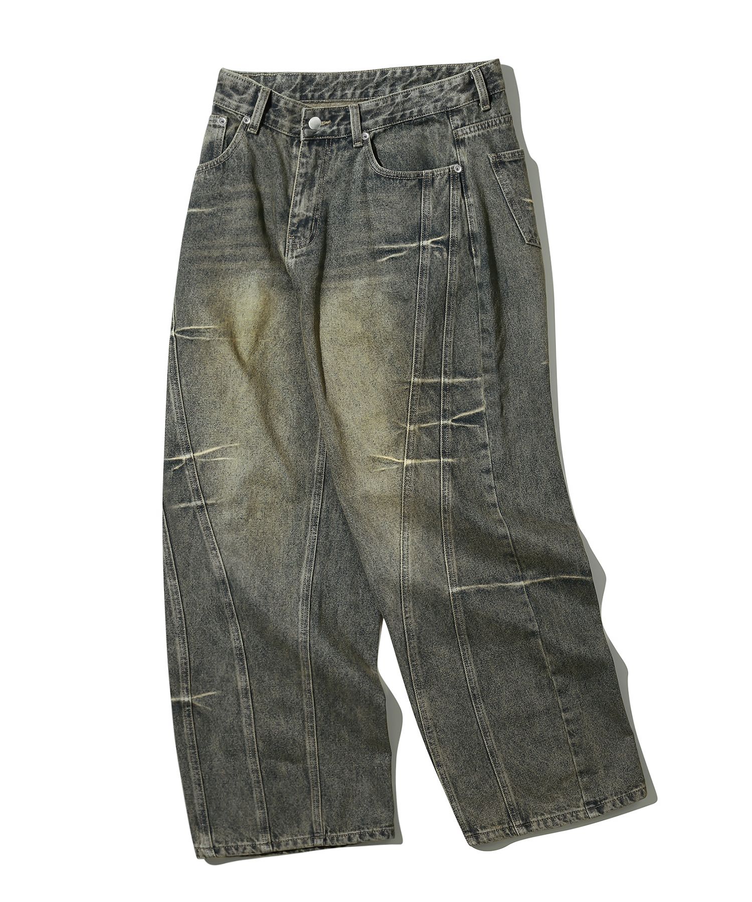 ★TRILLION★ Domingo pinch cut wide denim pants DEEP BLUE TR MUSINSA | TRILLION Domingo pinch cut wide denim pants