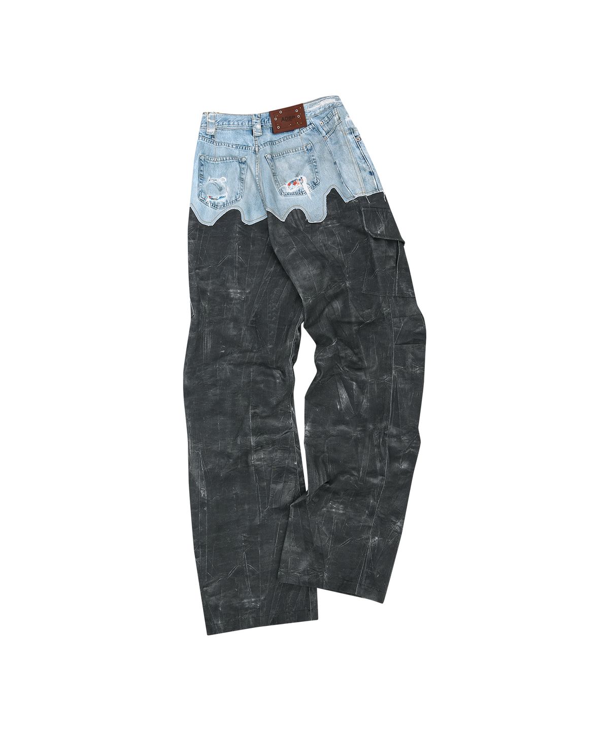 앤더슨벨(ADSB ANDERSSON BELL) 포데님&스크래치 레더 프린티드 카고 팬츠apa703m(DENIM/BLACK)