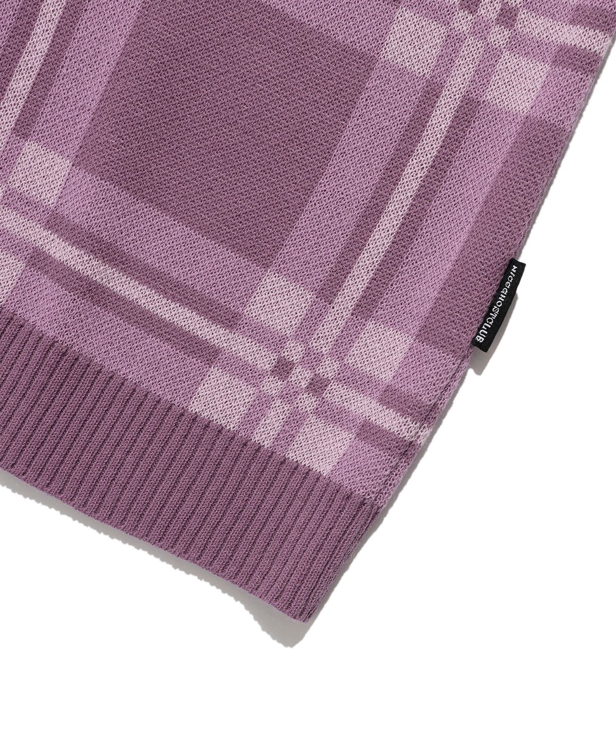 나이스고스트클럽(NICEGHOSTCLUB) CHECK PK HALF KNIT_PURPLE(NG2EMUK640A)