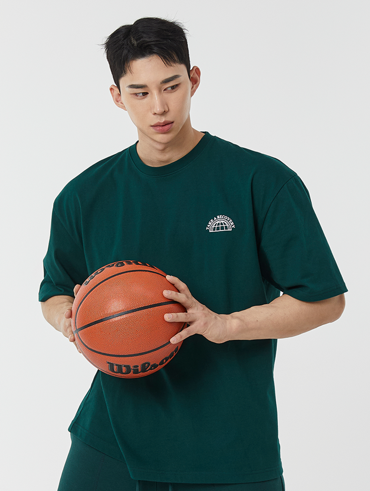 나인제트(NINEZ) 시그니처 서클 오버핏 반팔 티셔츠 (그린) 24TS05