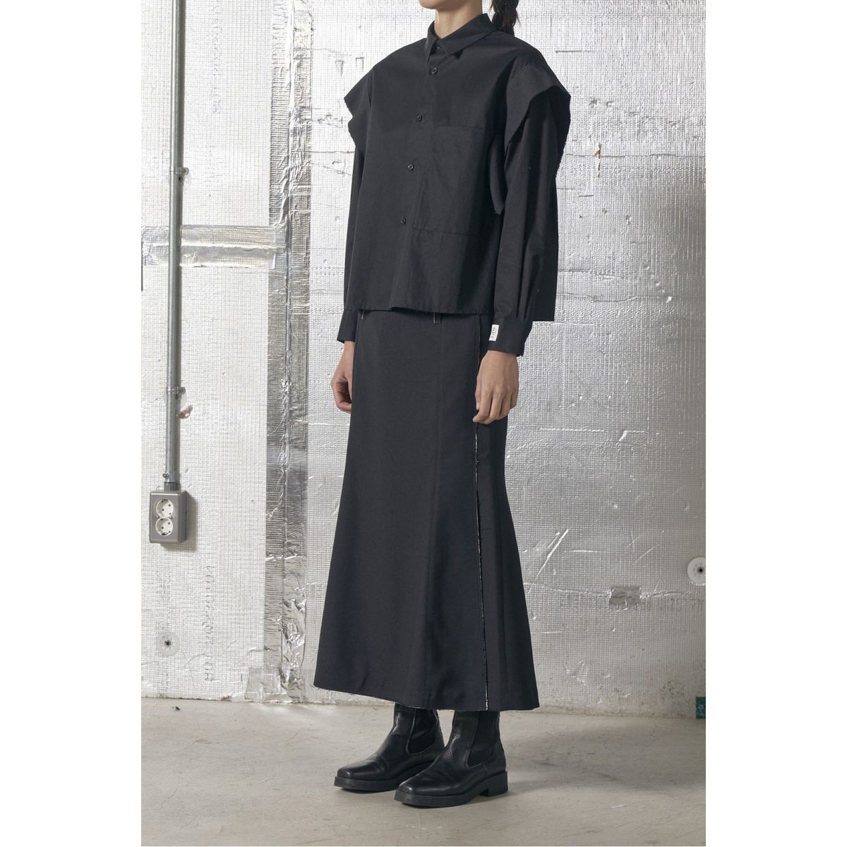 래코드(RECODE) Selvedge Patched Oversized shirts _RQSAS24500BKX