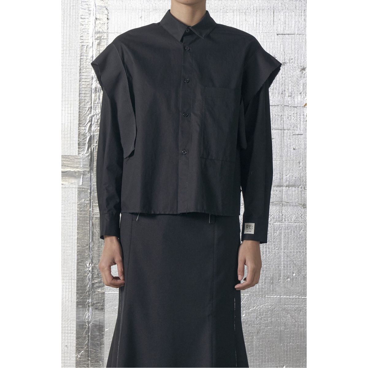 래코드(RECODE) Selvedge Patched Oversized shirts _RQSAS24500BKX