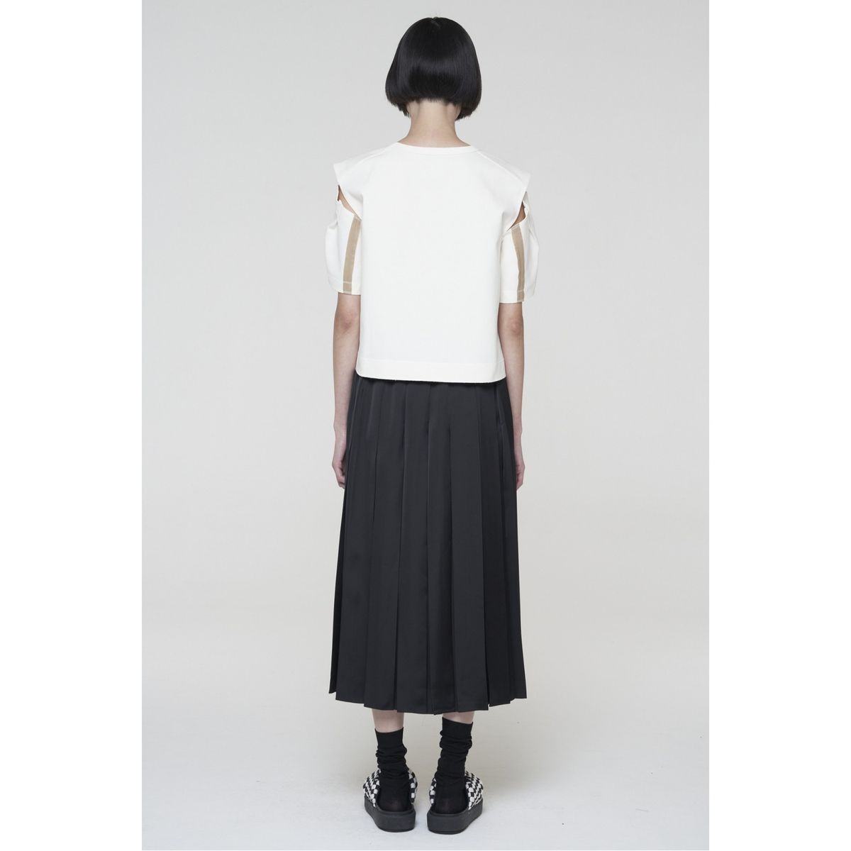 래코드(RECODE) Pocket patchwork pleats skirt_RQKAM24534BKX