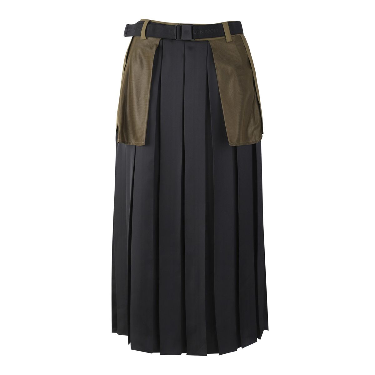 래코드(RECODE) Pocket patchwork pleats skirt_RQKAM24534BKX