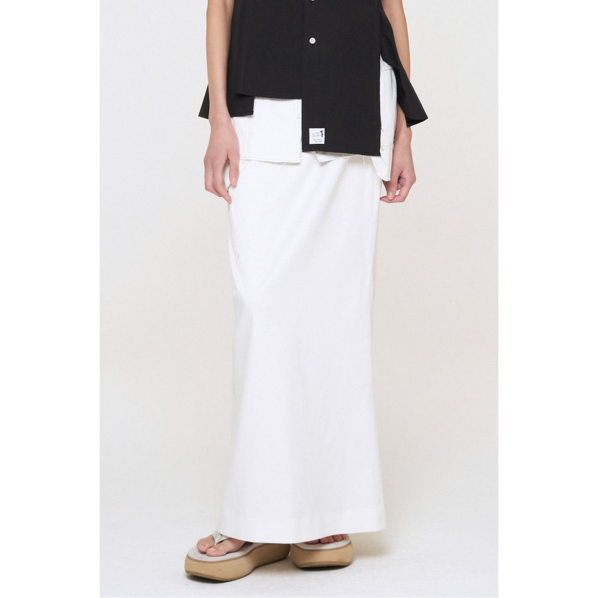 래코드(RECODE) Denim Layered Skirt_RQKAS24527IVX