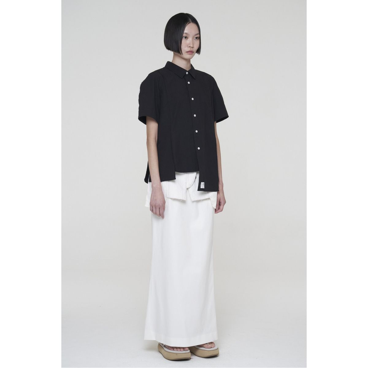래코드(RECODE) Denim Layered Skirt_RQKAS24527IVX